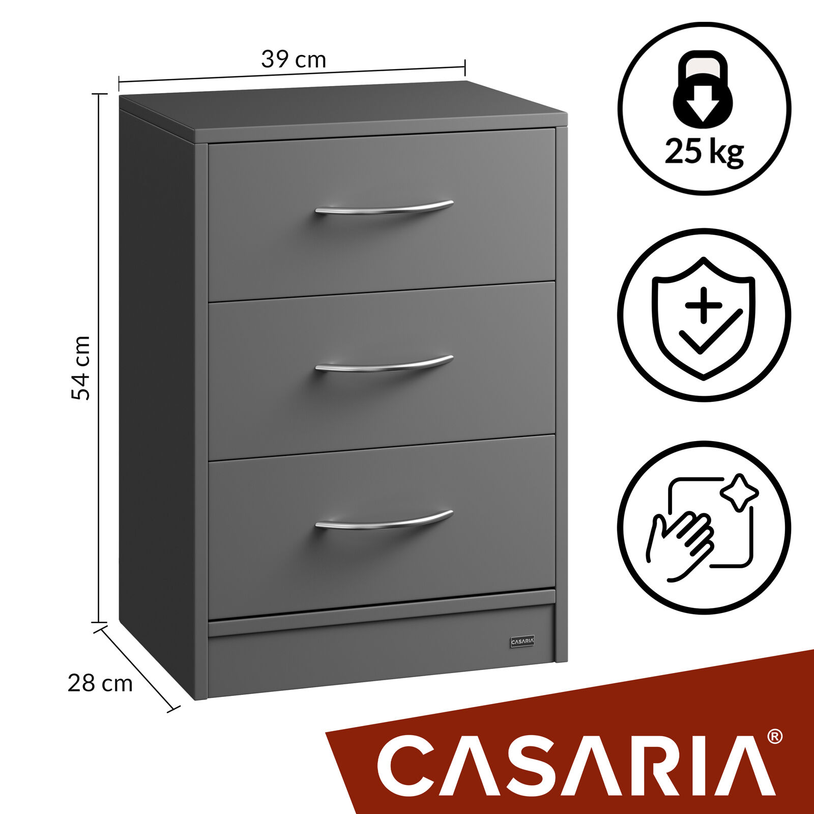 Nachttisch Eloise Anthrazit 54x39x28cm