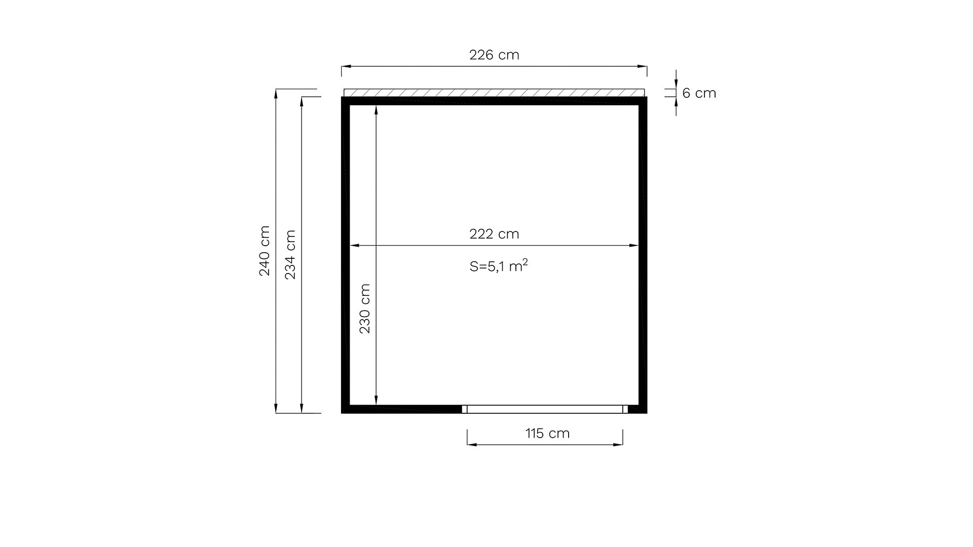 Gartenhaus Modern Art 1 naturbelassen 226 x 234 cm