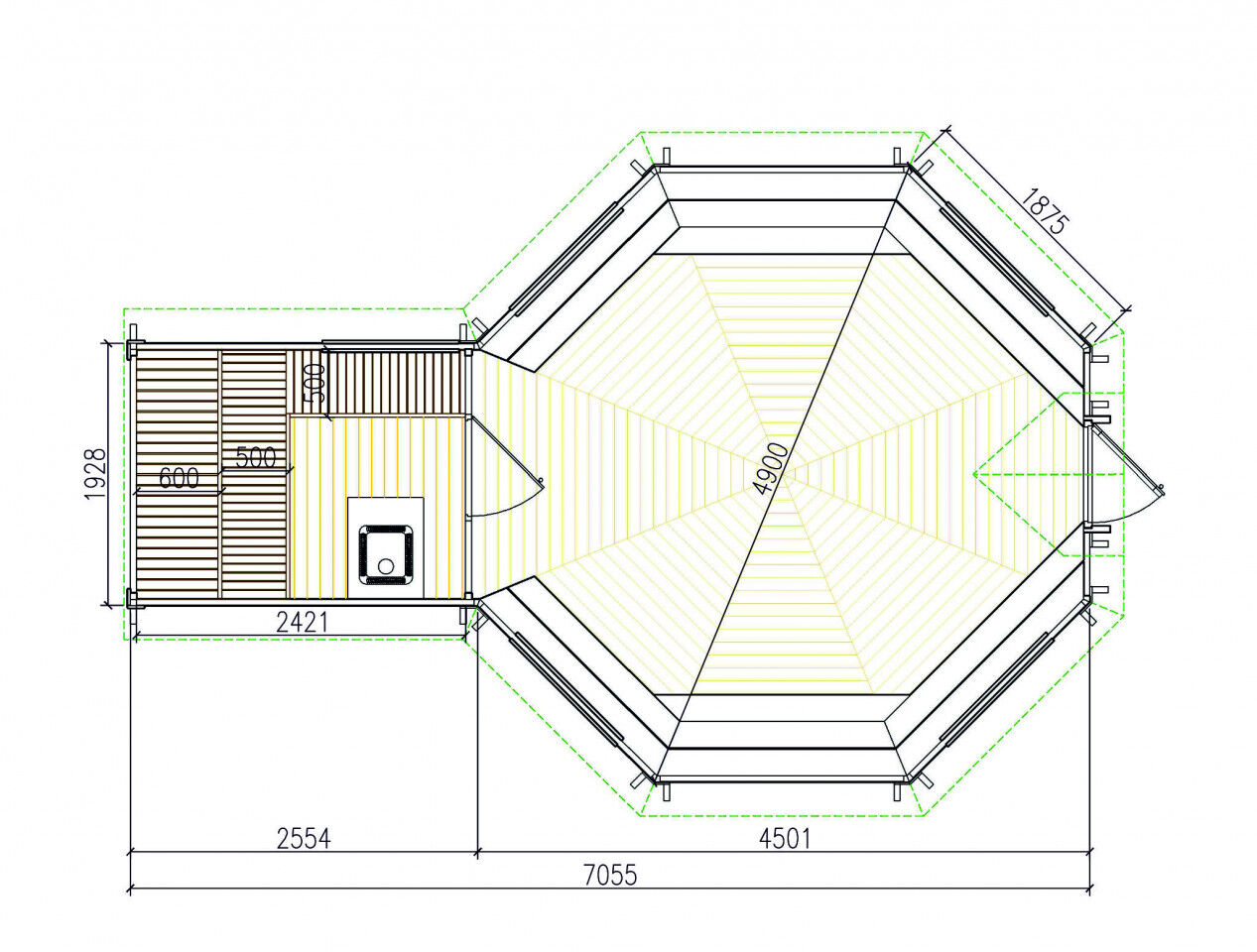 Finn Art Grillkota Elegance 16,5 m² mit Saunaanbau, Schwarz