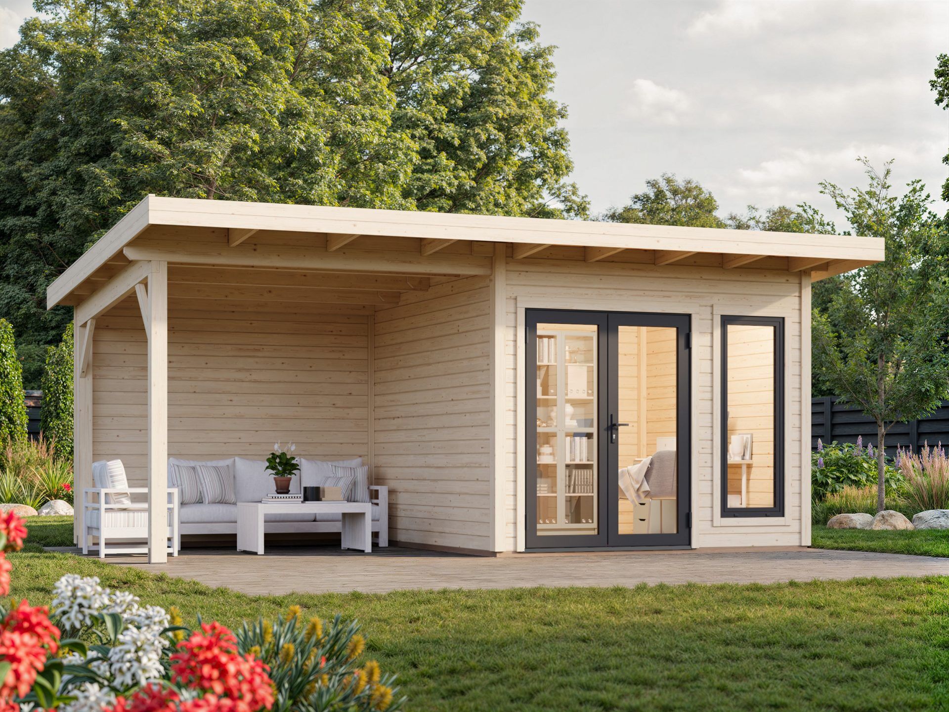 Palmako Pultdach Gartenhaus Aurelia 8,4+7,9 m²