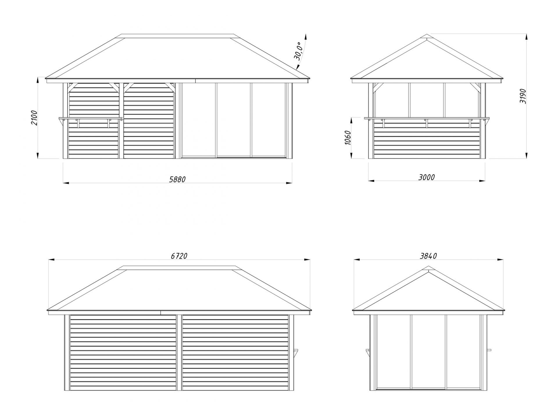 Palmako Pavillon Bianca 16,6 m2 Set 208 Slide