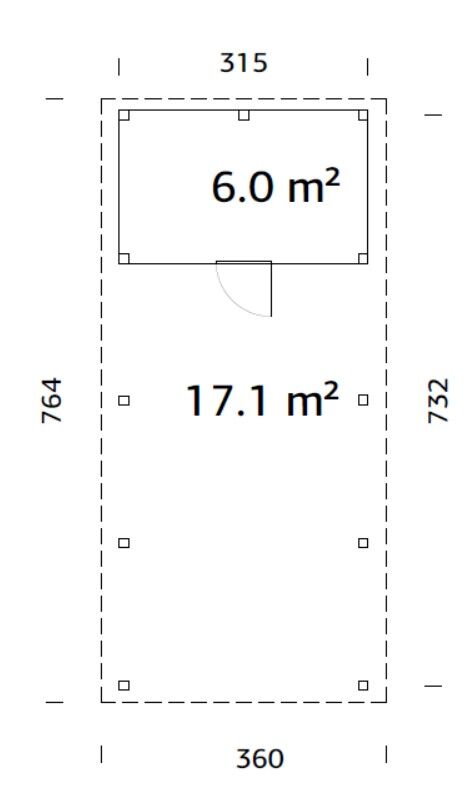 Palmako Carport Karl 23,1 m2 mit Geräteraum
