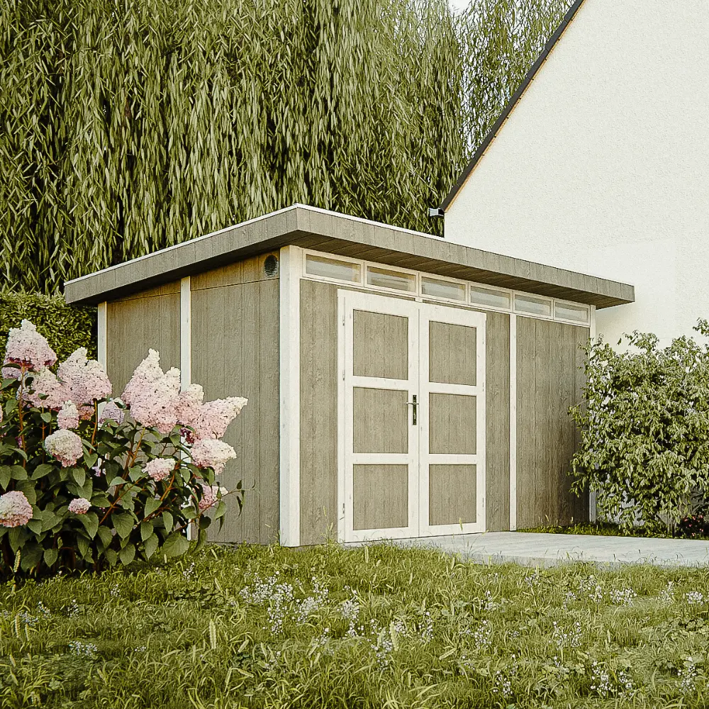 Pultdach Gartenhaus Norge 7 mit LP® SmartSide® M904A – 368 x 236 cm – 9 m2