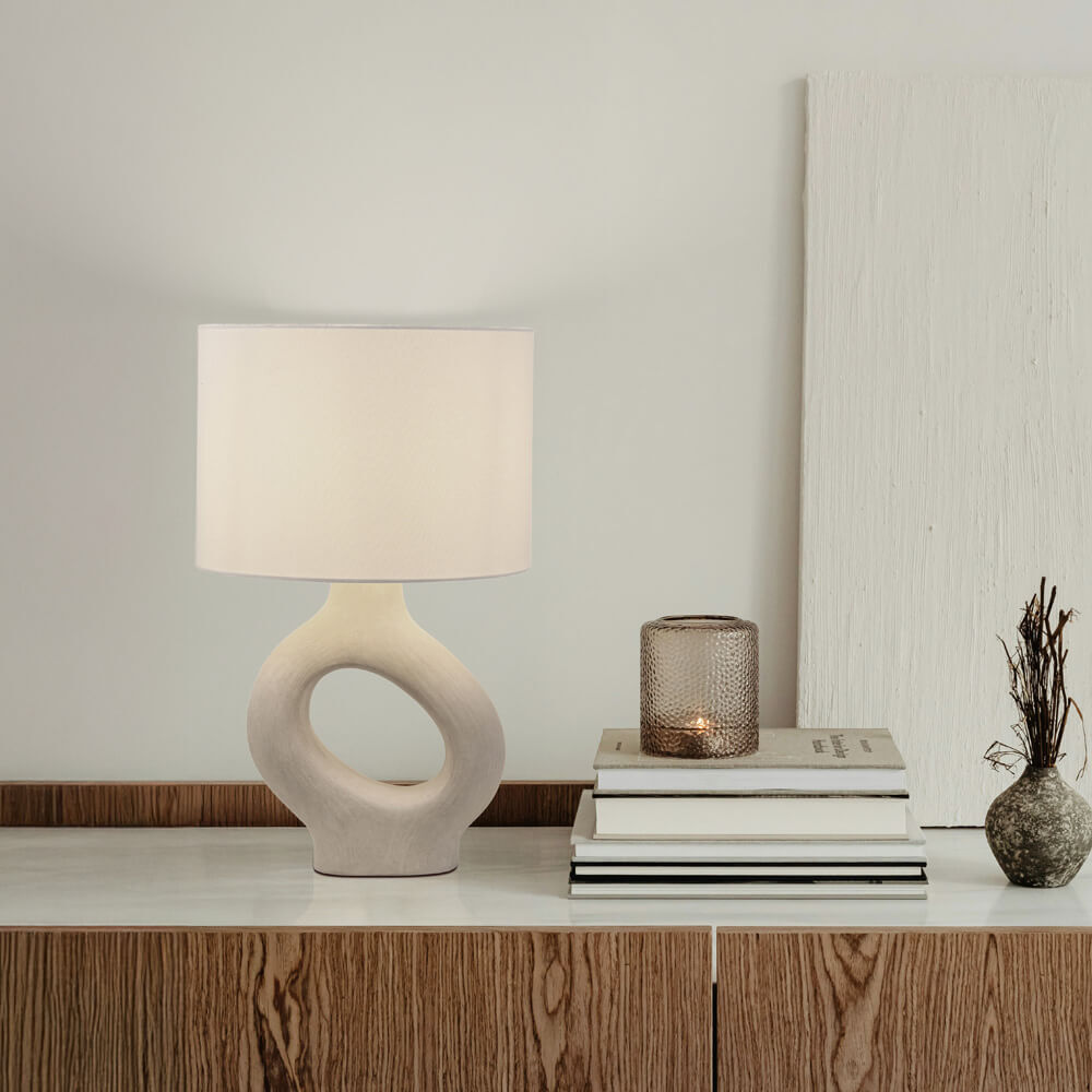 Große Tischlampe asymmetrisch LOLA - Beige