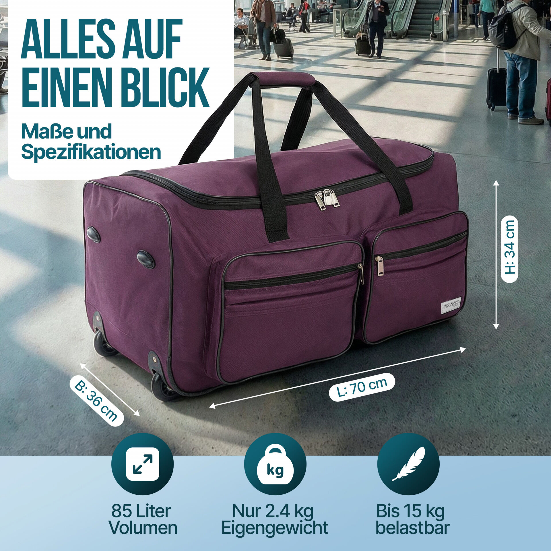 Rollenreisetasche Violett 85L