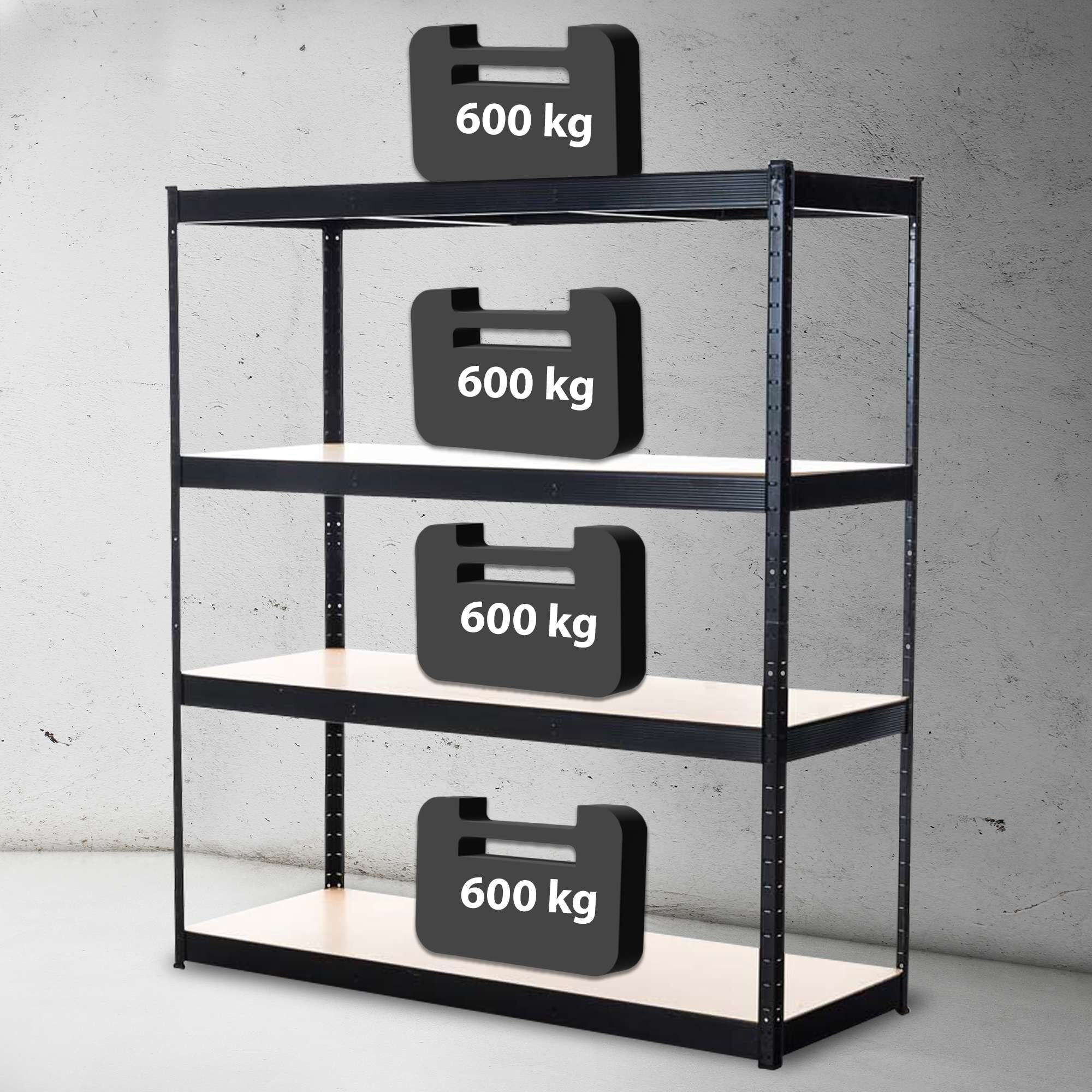 Schwerlastregal 160x60x180 cm, schwarz