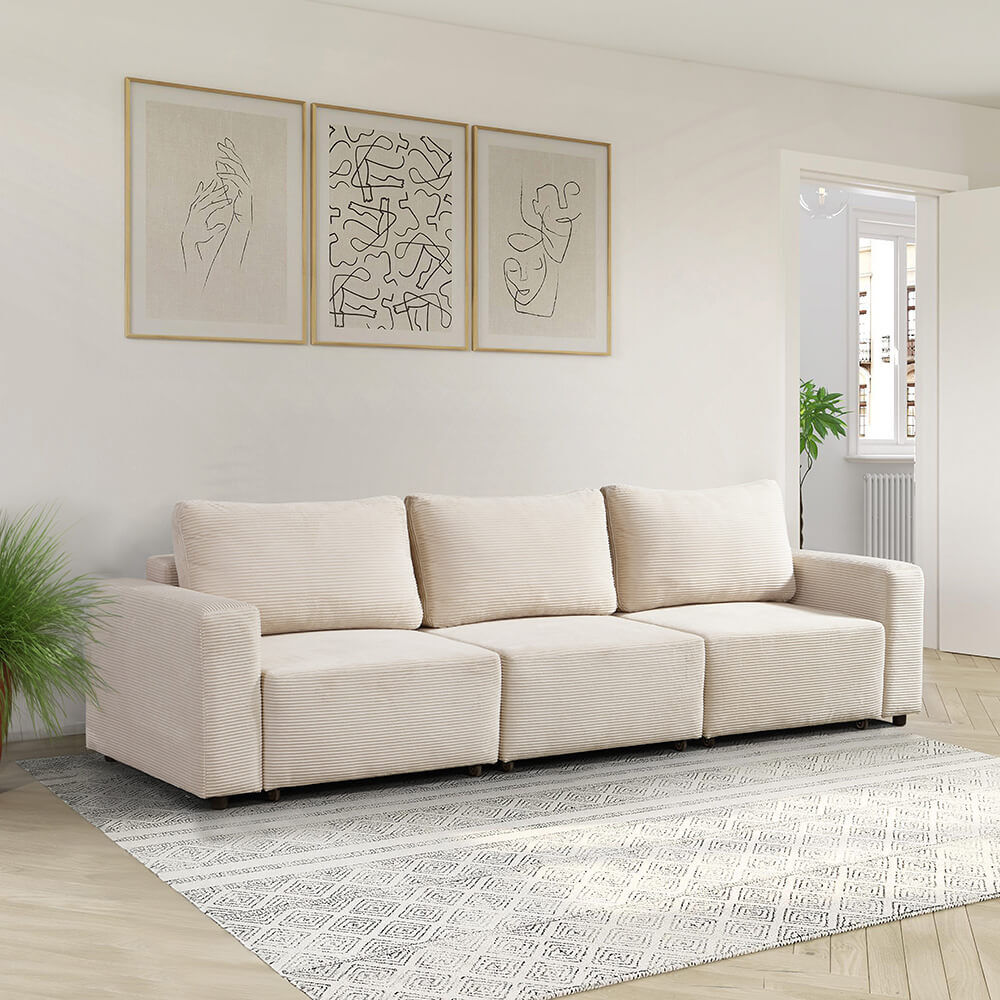 Modulares Schlafsofa VINA Beige - 295 x 92 cm