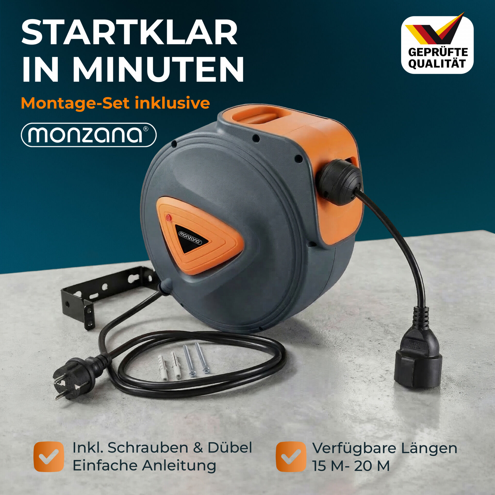 Automatik Kabeltrommel 20m+1,5m Anschlusskabel