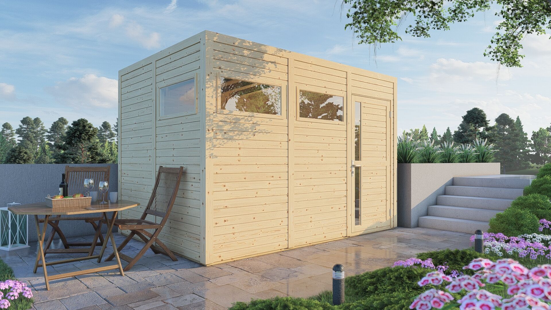 Gartenhaus Cubus 3 naturbelassen 337 x 234 cm