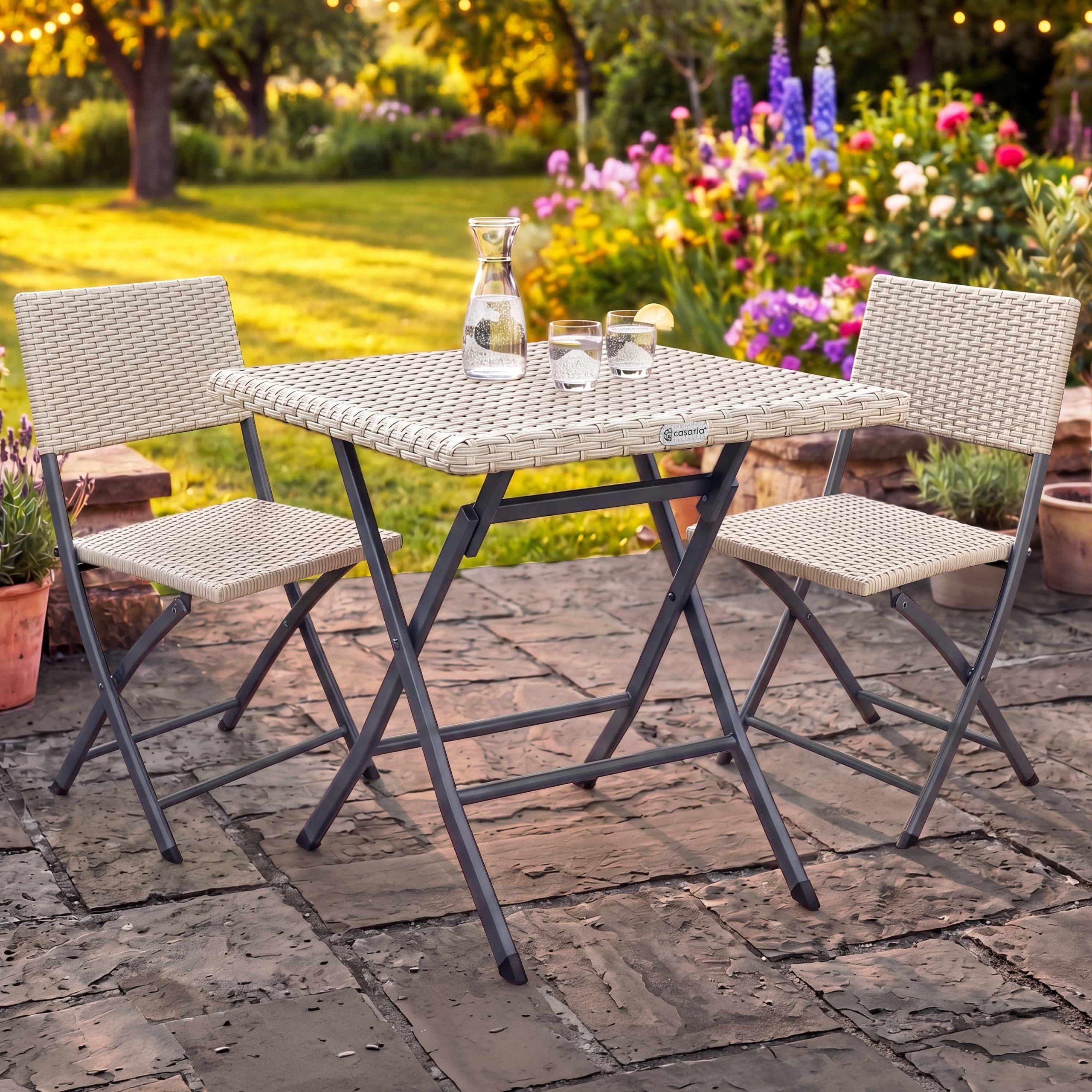 Polyrattan Gartensitzgruppe 3-tlg Creme