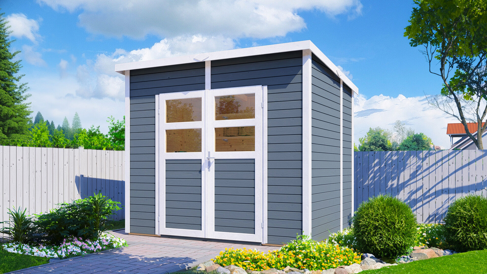Gartenhaus Felix 2 hellgrau 239 x 181 cm