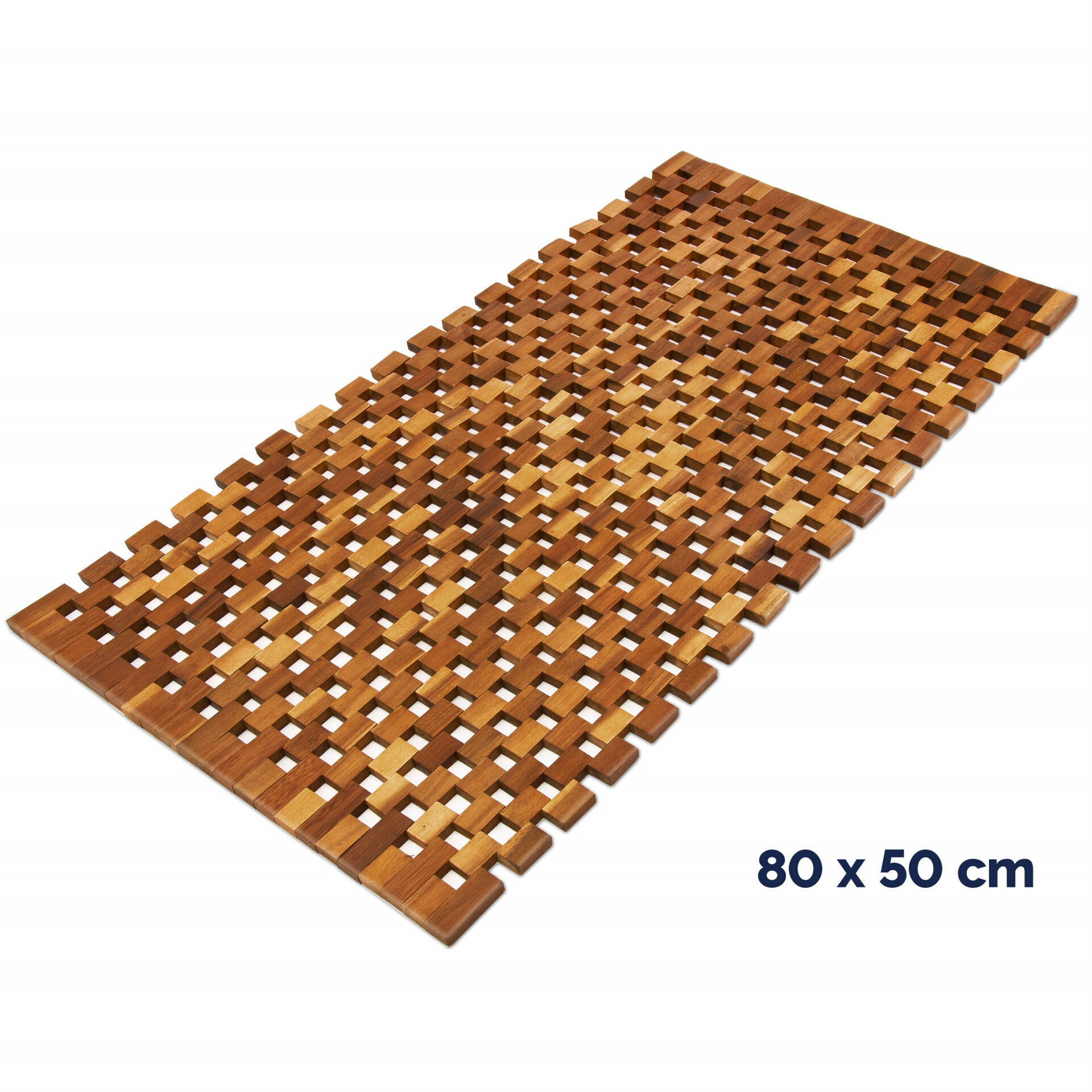 Badvorleger Holz 80x50cm FSC®-zertifiziertes Akazienholz Gummistopper