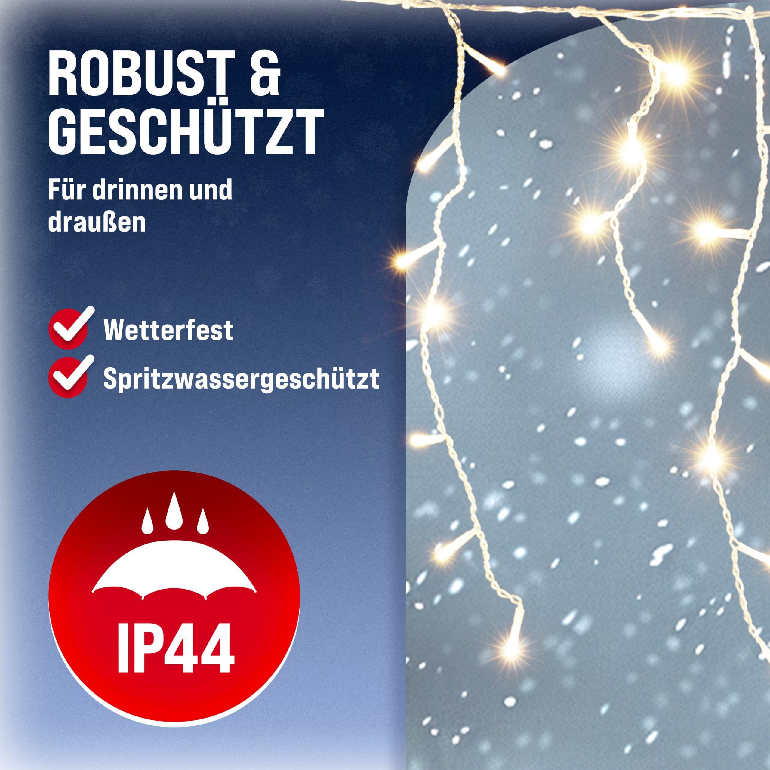 Regenlichterkette LED Warmweiß 10m