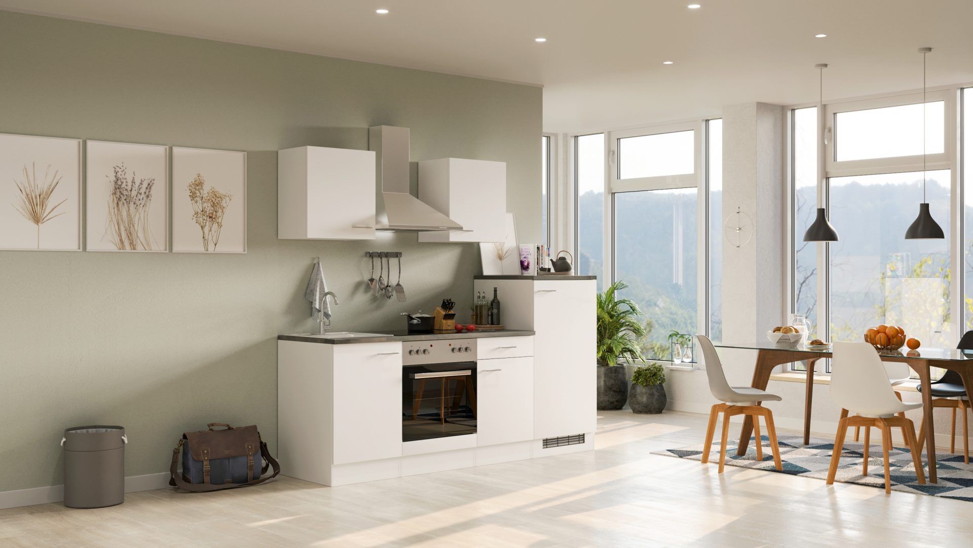 Küchenzeile LUCCA 220 cm mit E-Geräten