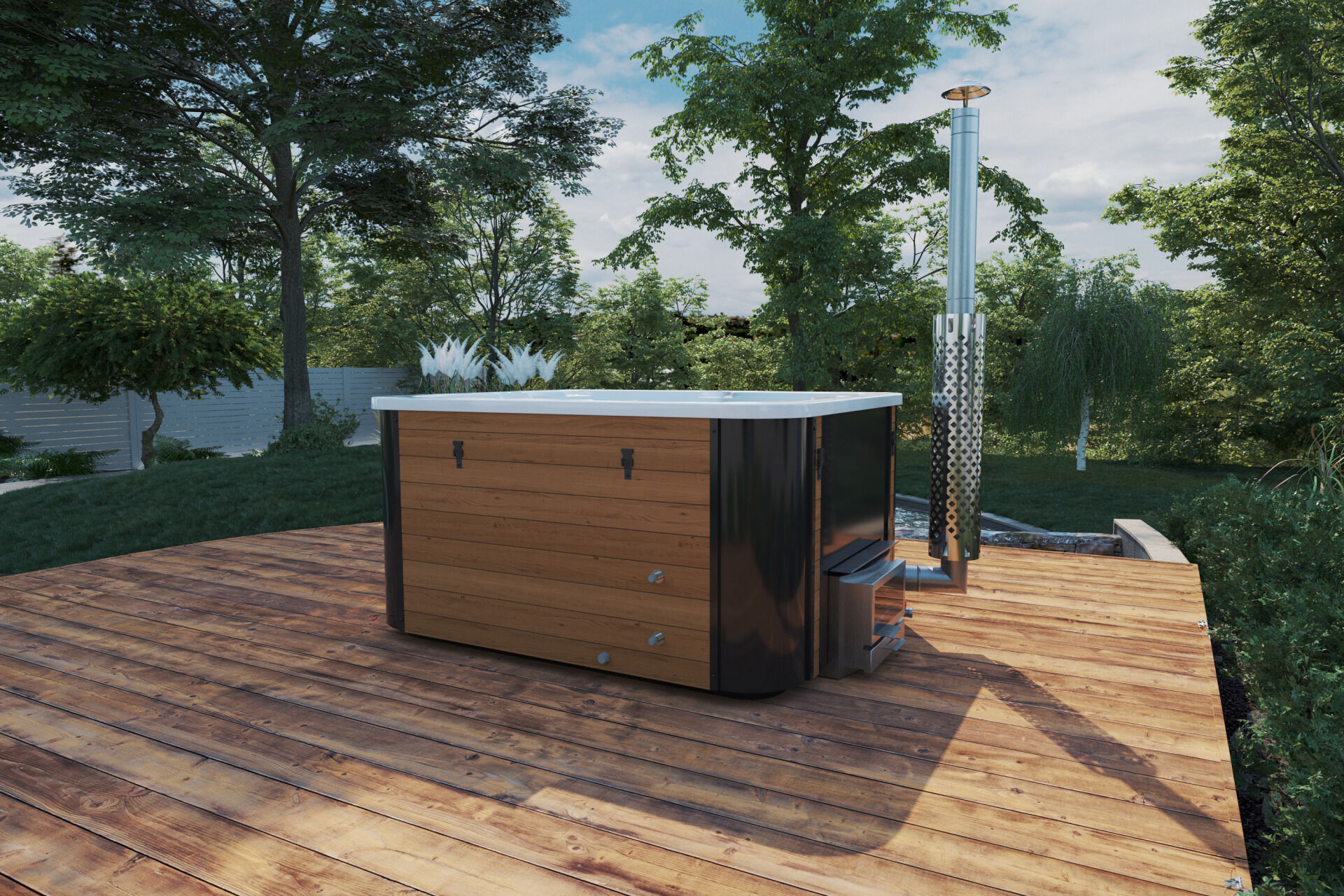 Badefass Topset mit Holzofen | Thermoholz | Acryl-Einsatz