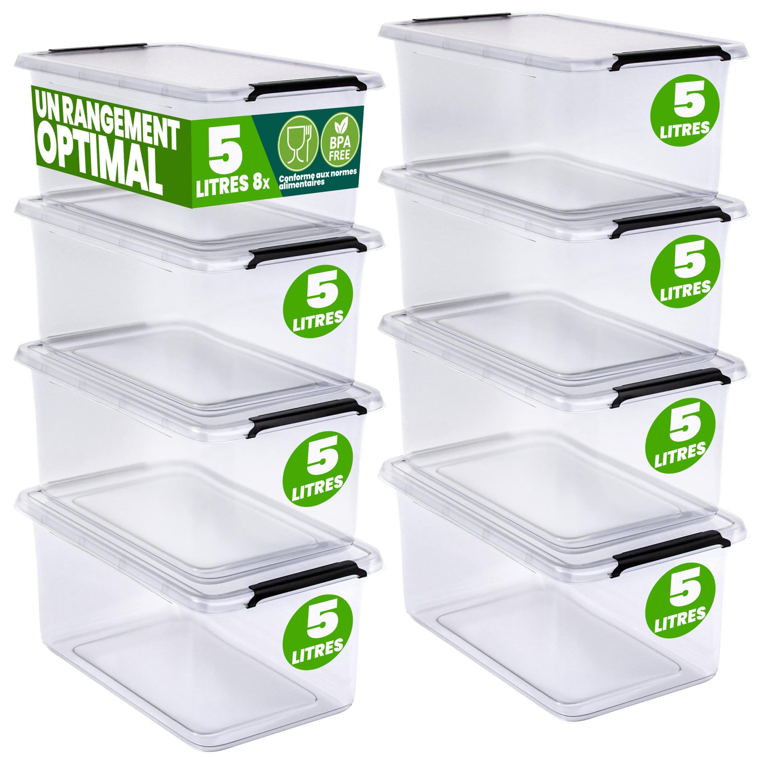 Aufbewahrungsbox 8er-Set 30x20x12cm 5L transparent stapelbar BPA-frei