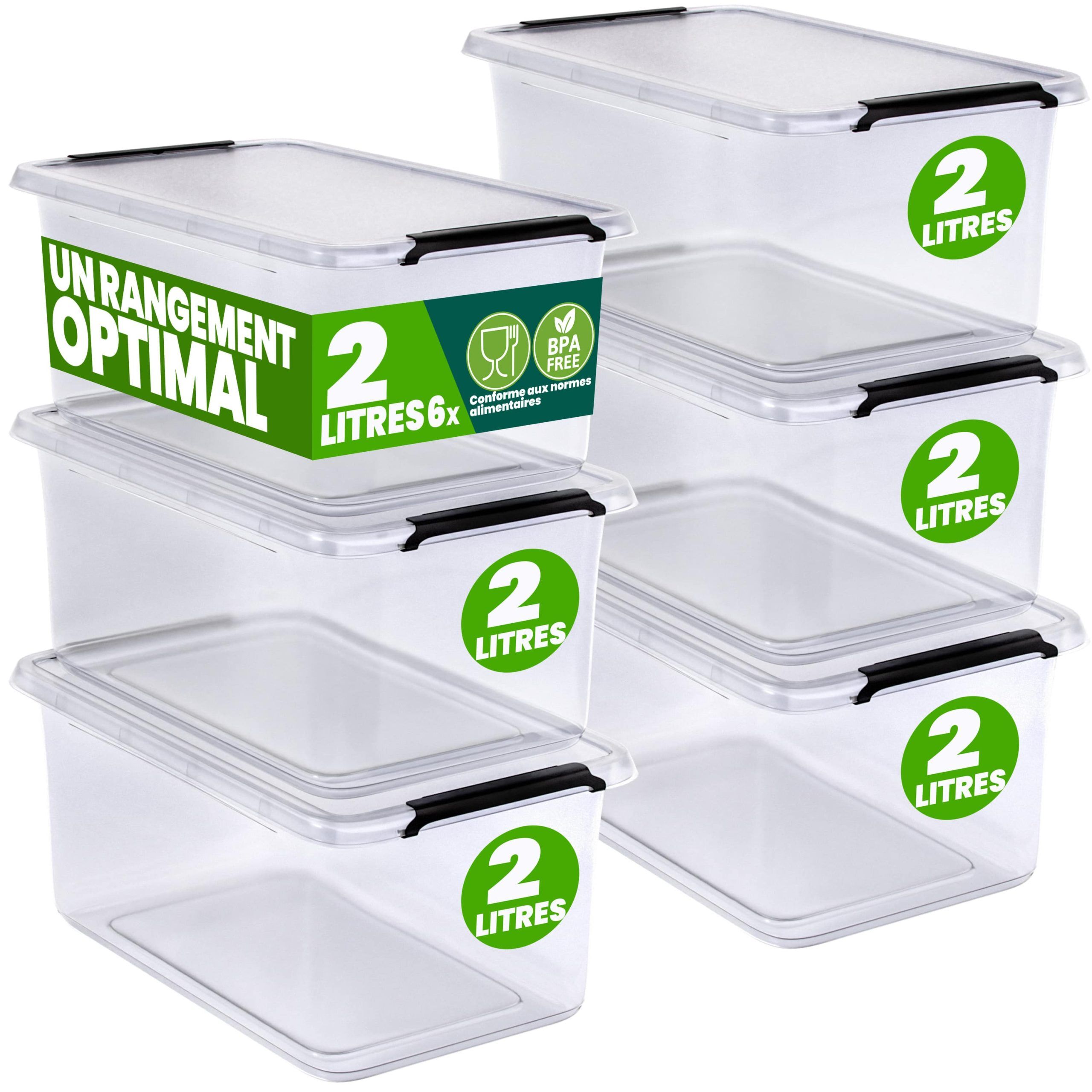 Aufbewahrungsbox 6er-Set 20x15x12cm 2L transparent stapelbar BPA-frei