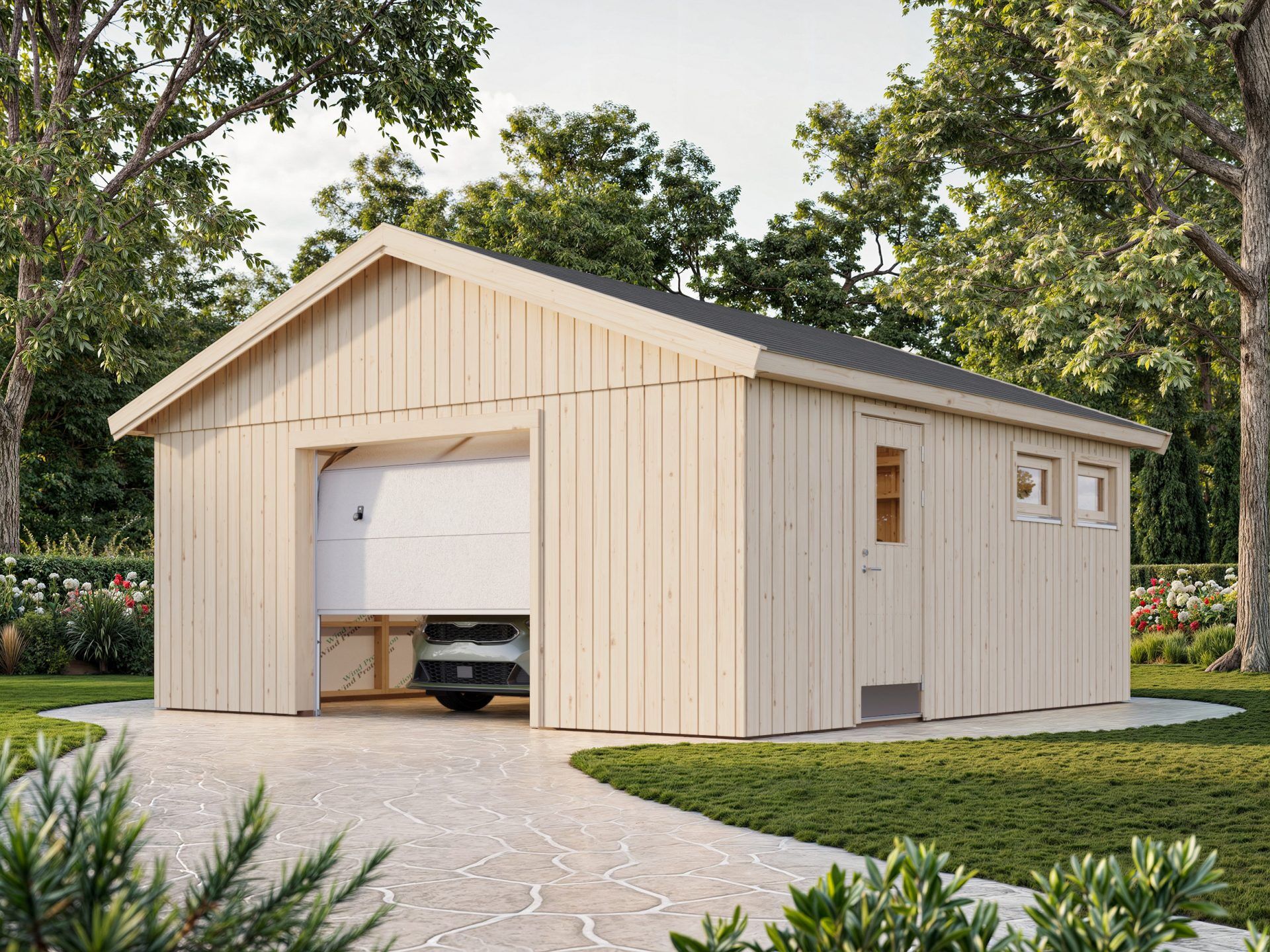 Palmako Holzgarage Andre 28,5 m² mit Sektionaltor