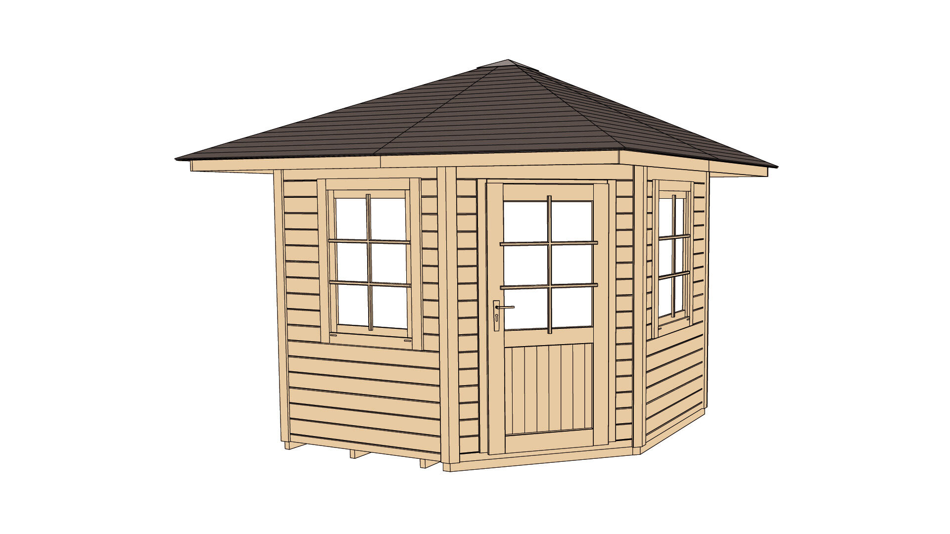 weka Gartenhaus 149 5-Eck 3,8x3,8m