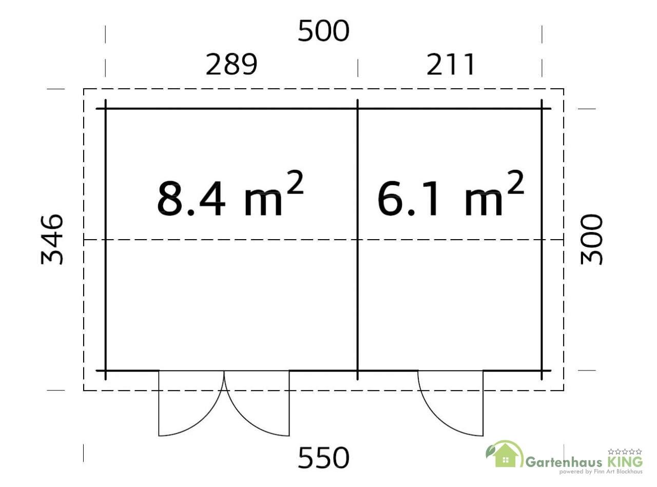 Palmako Gerätehaus Jari 14,5 m² Grundriss
