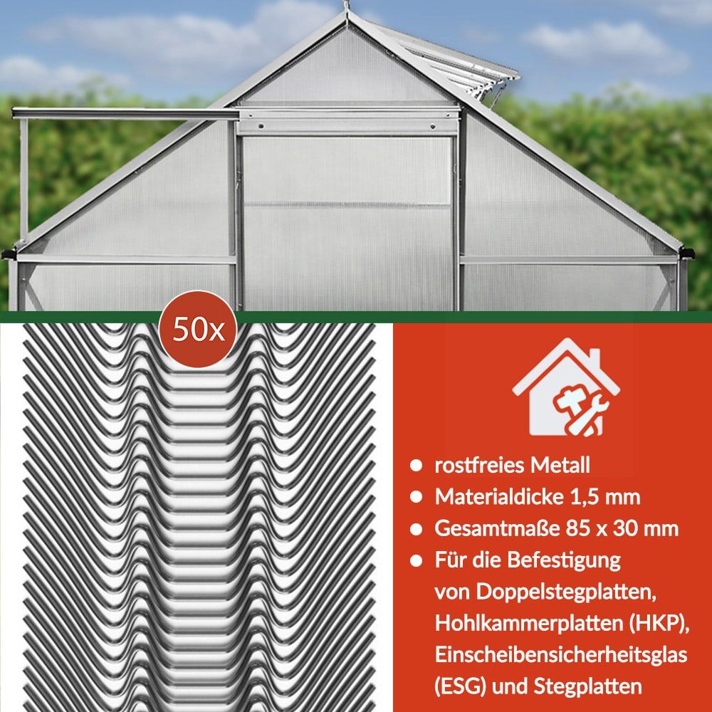 Gewächshausklammern 50er-Set Metall