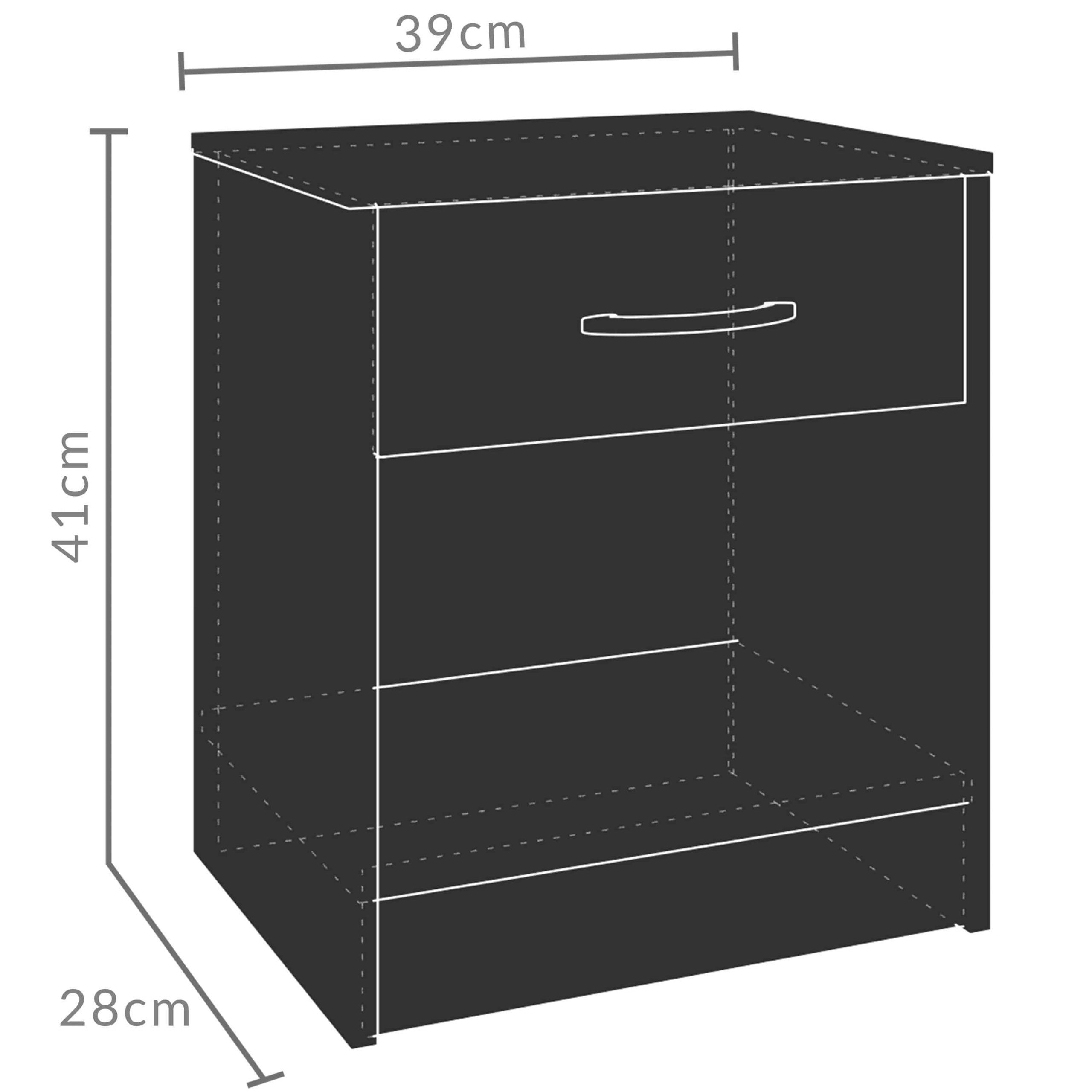 Nachttisch Kiel 2er-Set Eiche 41x39x28cm