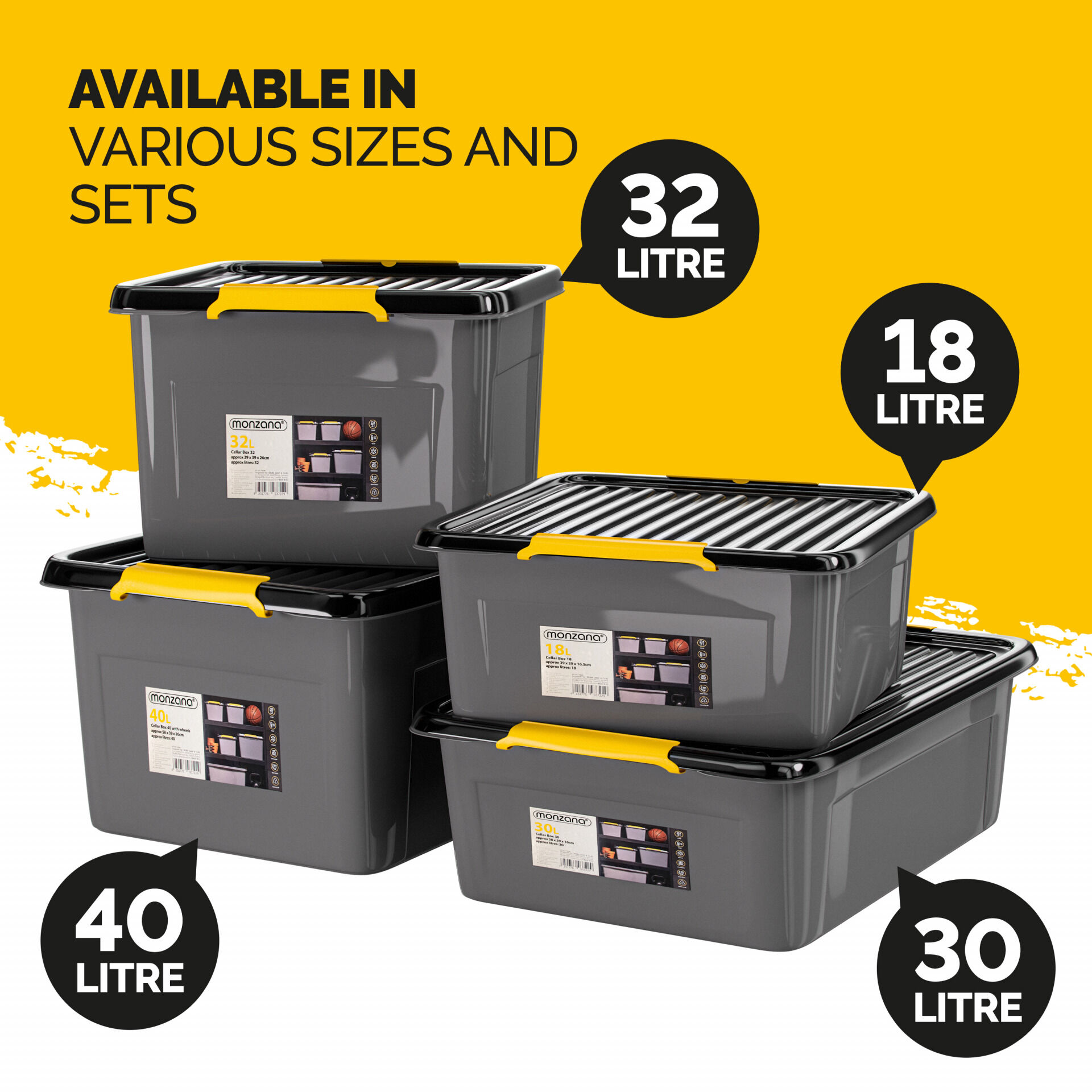 Aufbewahrungsbox Grau/Anthrazit 58x39x25cm stapelbar