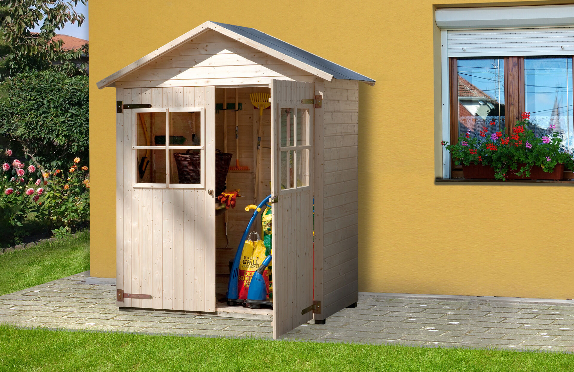 weka Garten-/Terrassenschrank 357 Gr.2, natur, Satteldach, 14 mm, DT