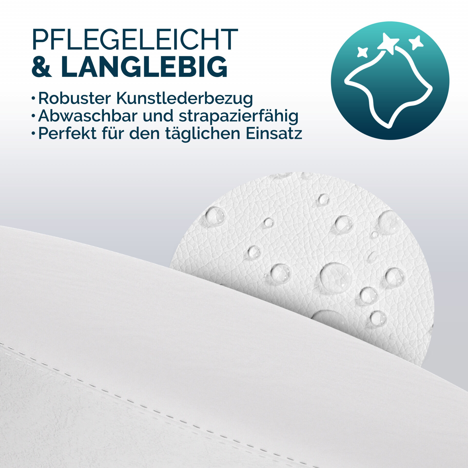 Rollhocker Kunstleder Weiß 360° drehbar