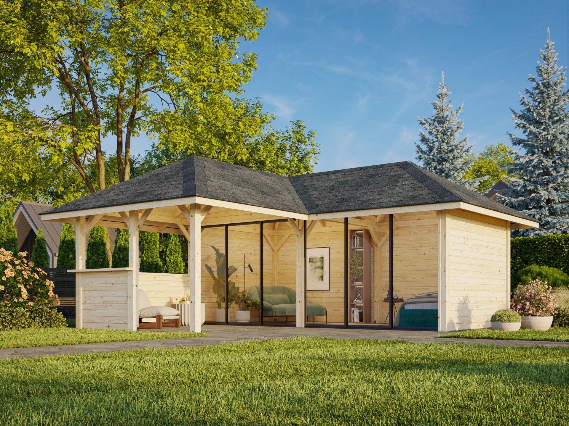 Palmako Pavillon Bianca 24,9 m² Set 522 Slide Plus