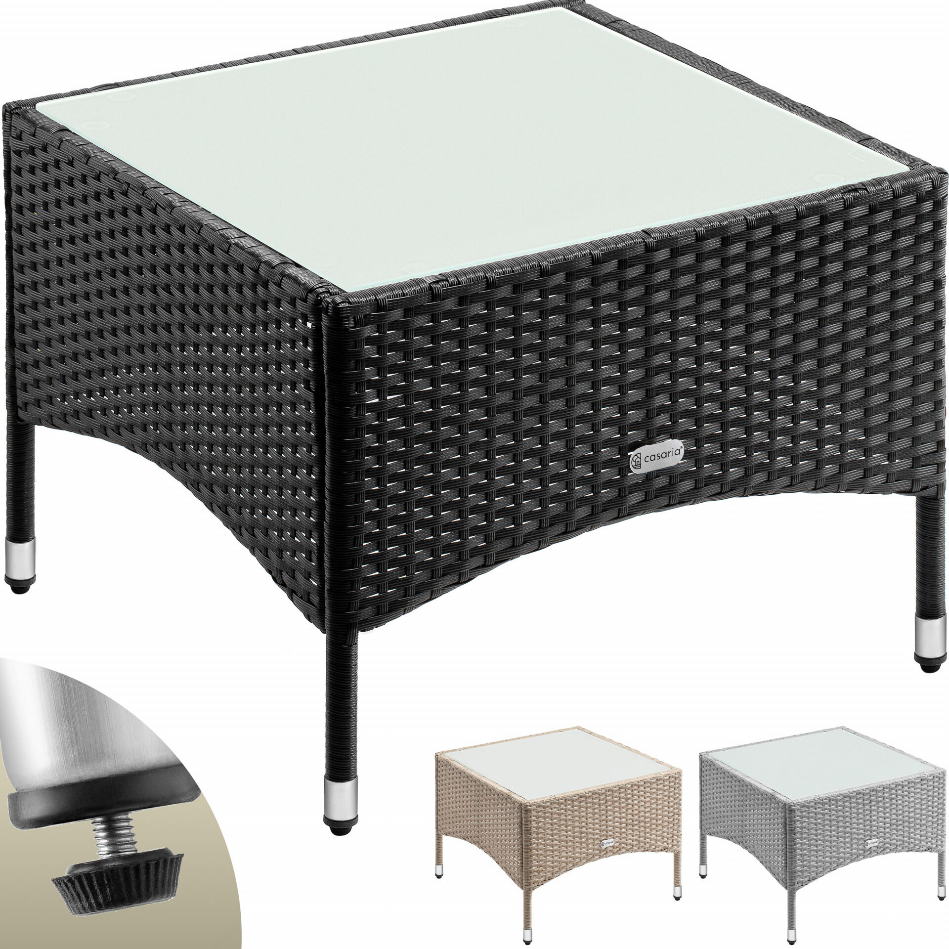 Polyrattan Beistelltisch Schwarz 58x58x42cm