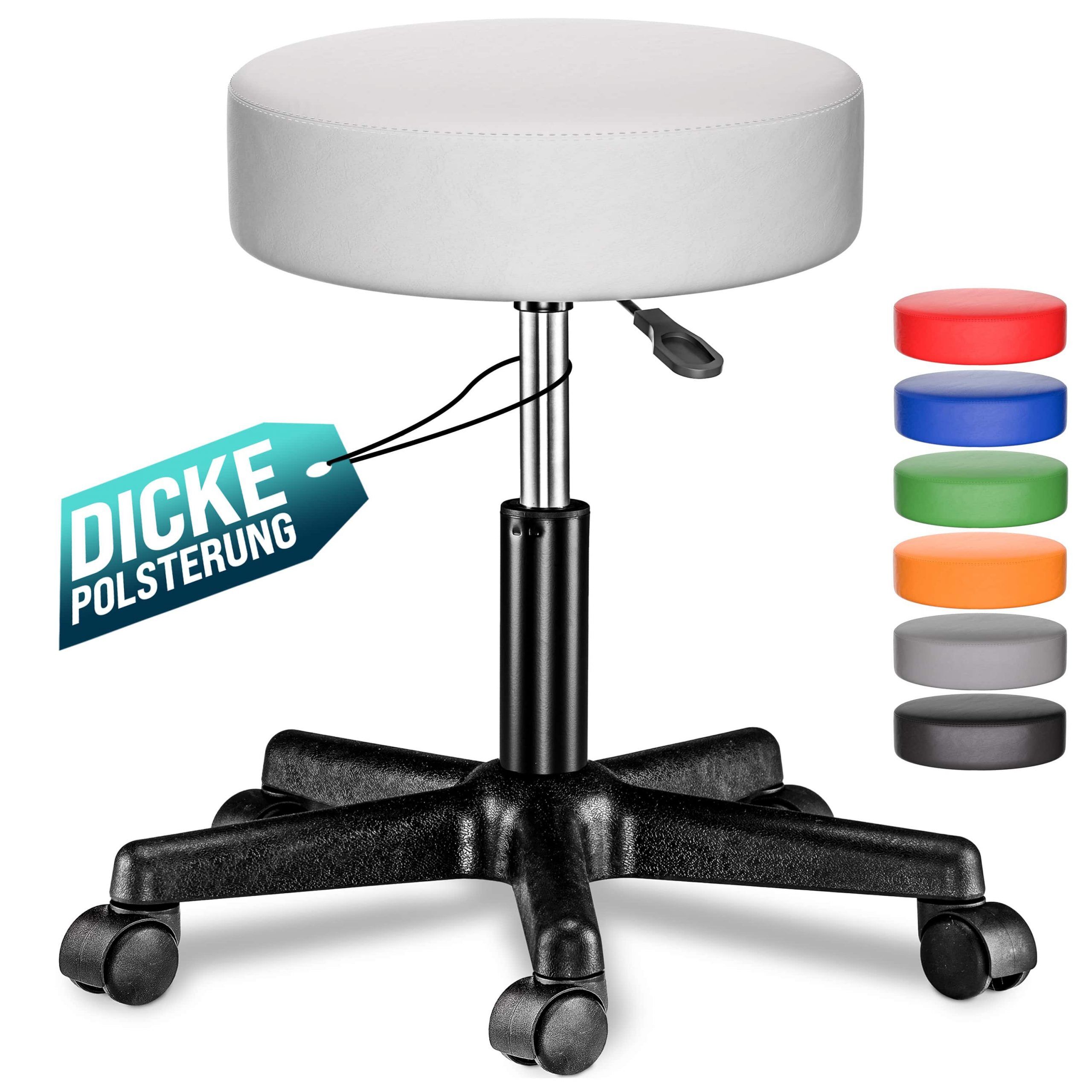 Rollhocker Kunstleder Weiß 360° drehbar