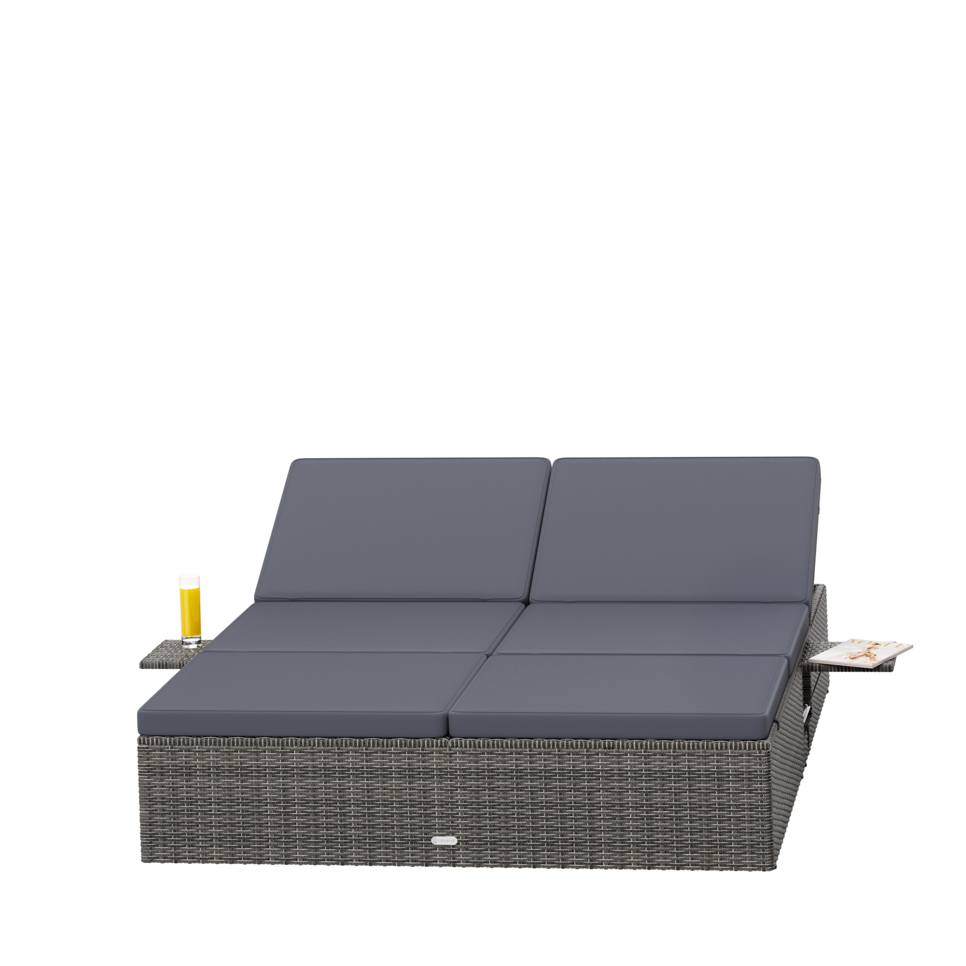 Polyrattan Sonnenliege Grau/Anthrazit 200x160x33cm