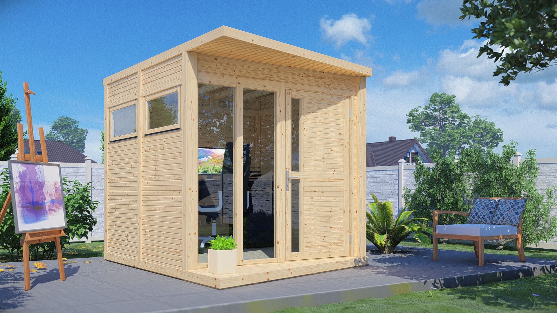 Gartenhaus Holz Concept Office naturbelassen 230 x 293 cm