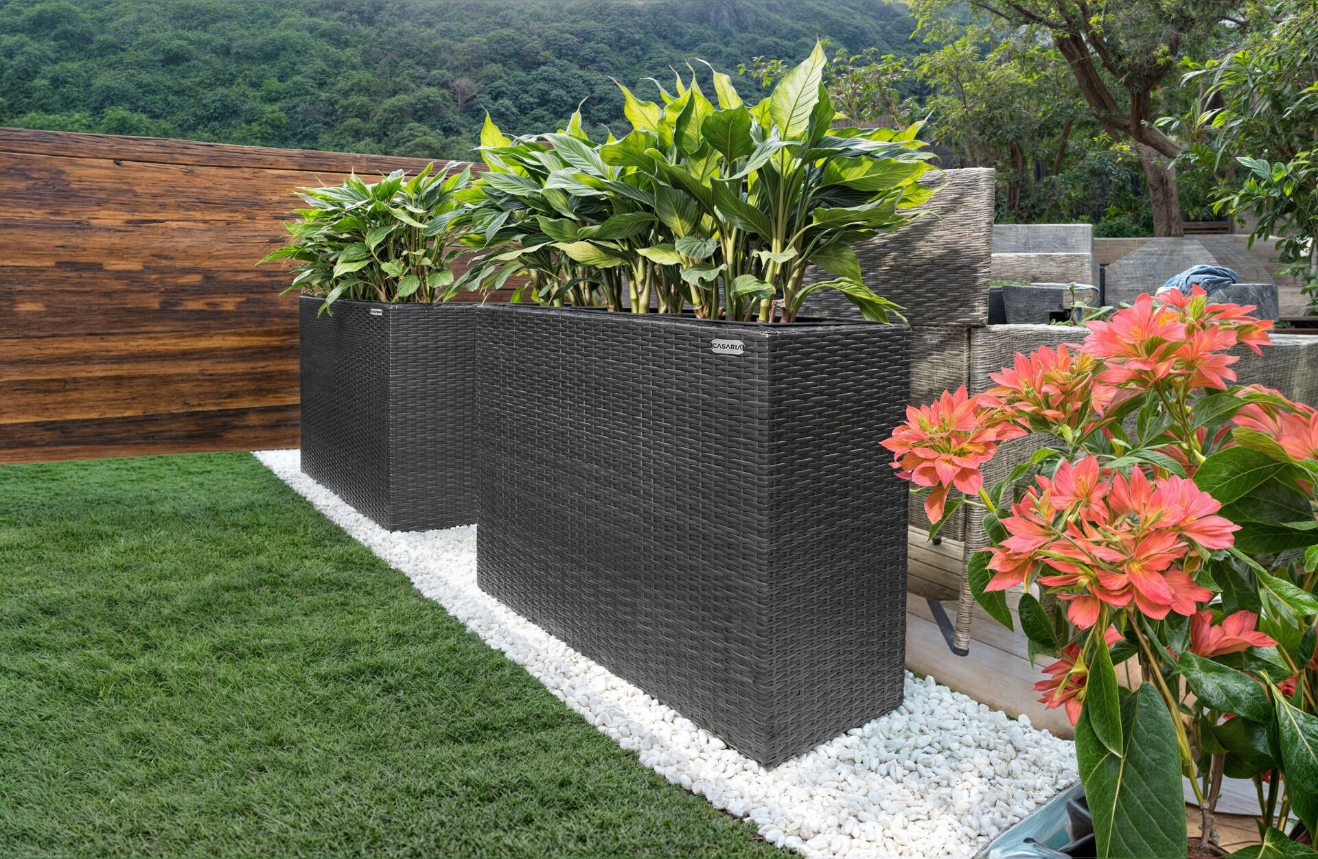 Polyrattan Blumentopf Schwarz 83x30,5x60cm