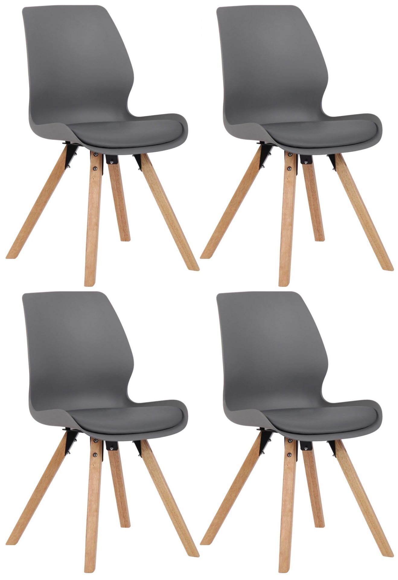 4er Set Stuhl Luna Kunststoff, grau