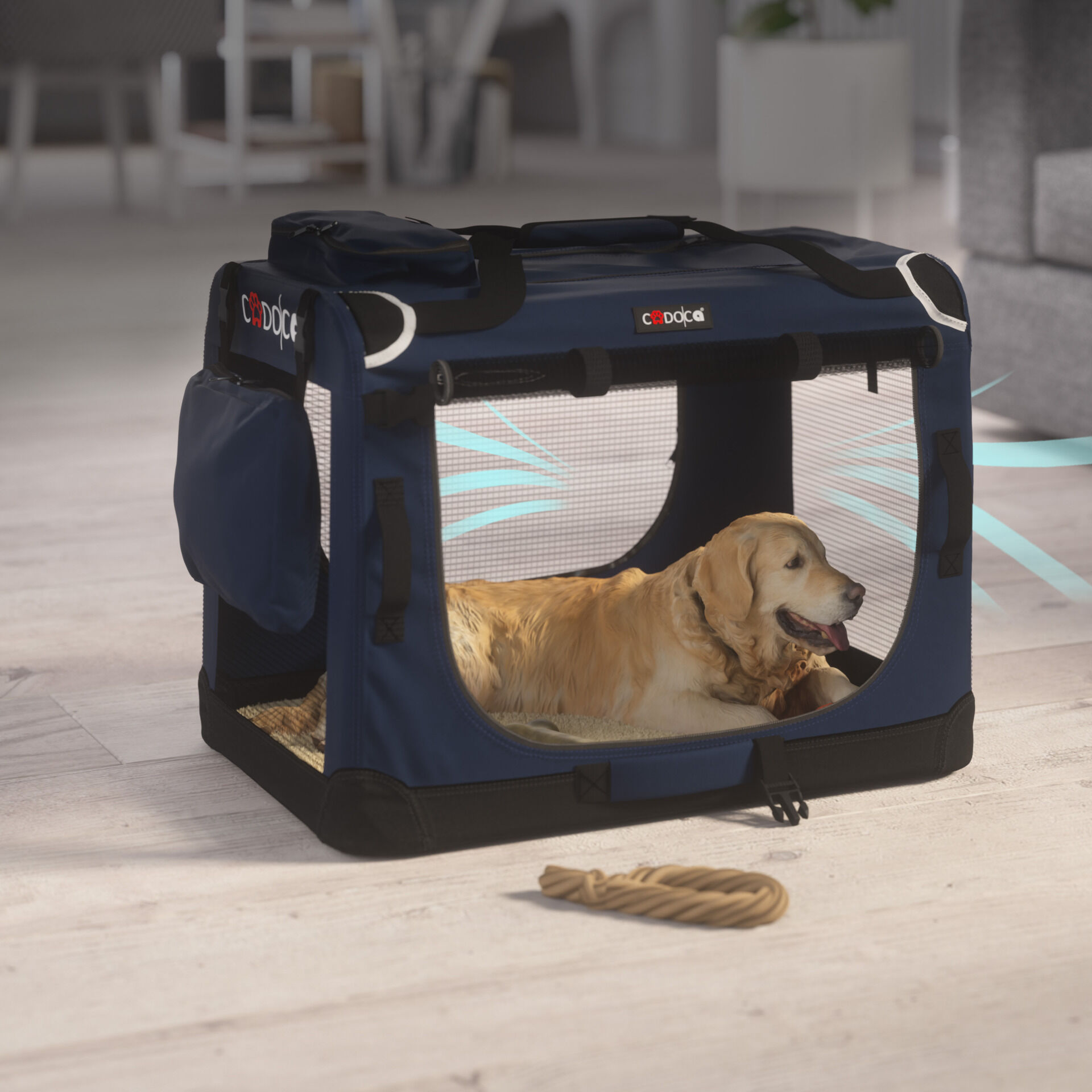 Hundebox faltbar XXL 90x60x66cm Blau