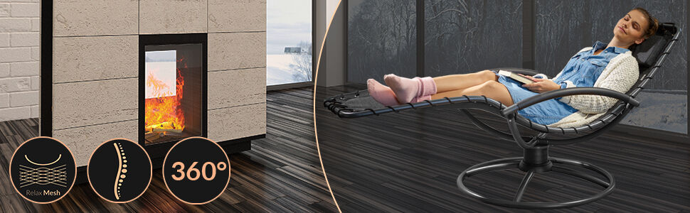 Relaxliege Eve Anthrazit mit Schaukelfunktion