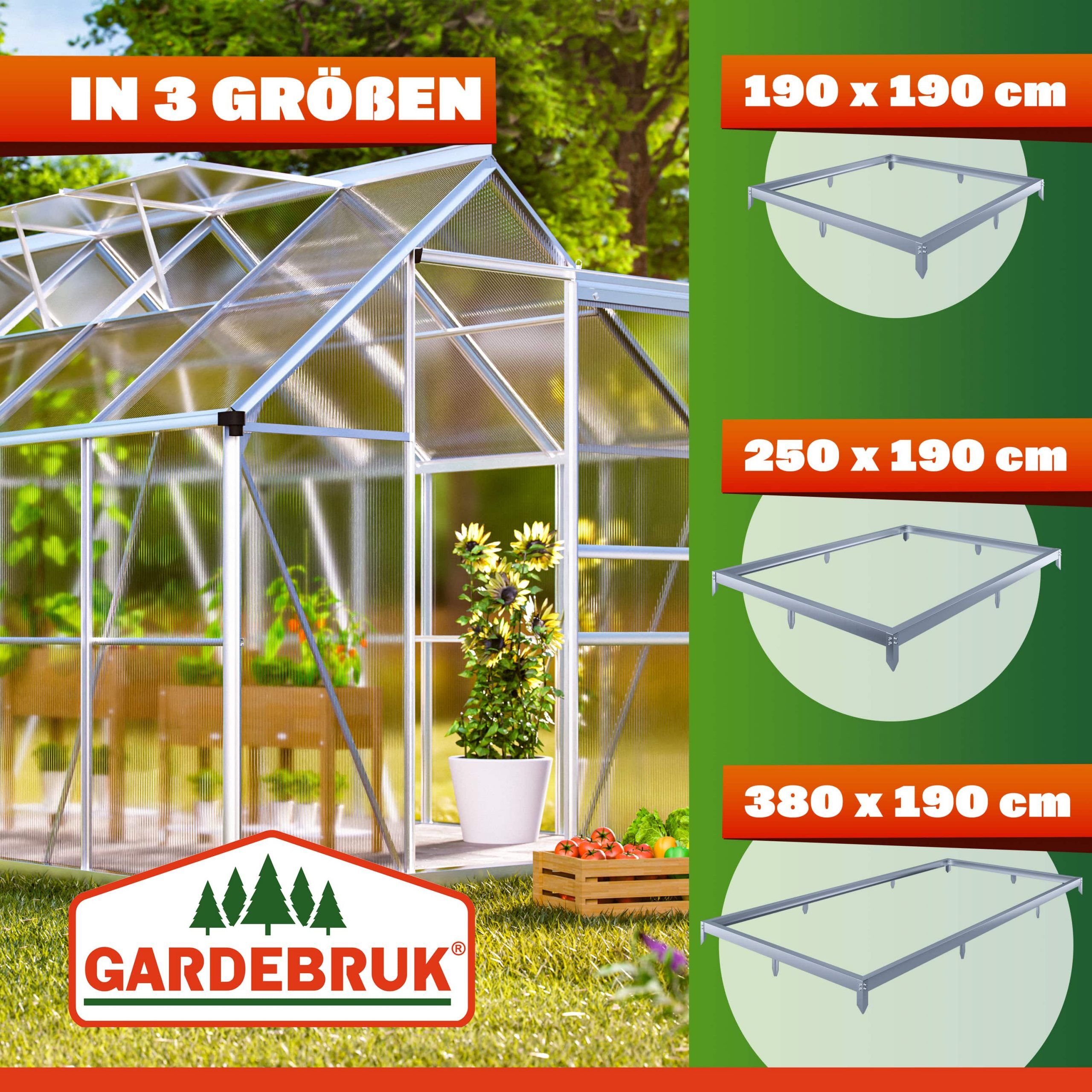 Stahlfundament für Gewächshaus 380x190x12cm verzinkt