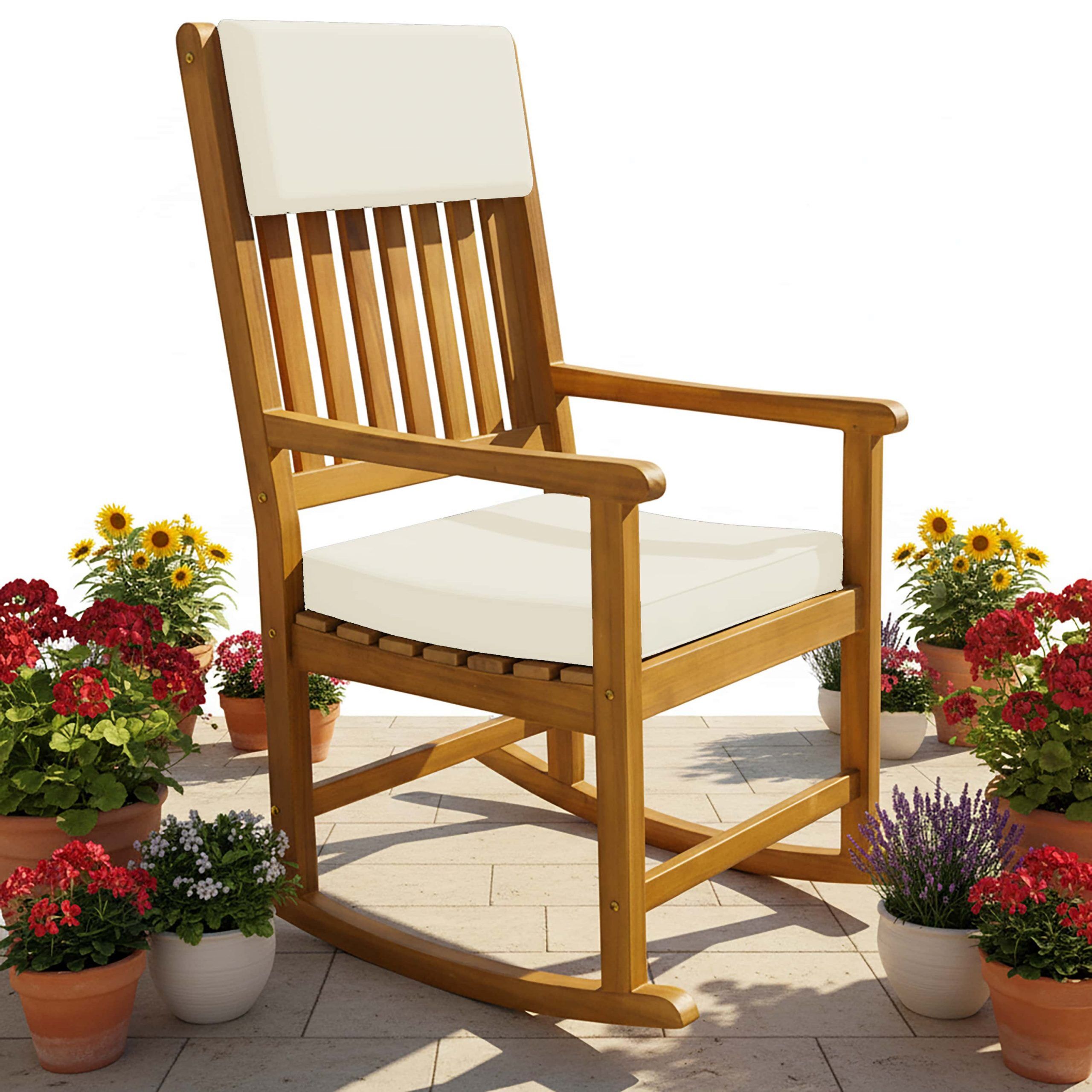 Schaukelstuhl Akazienholz 107x54x77cm