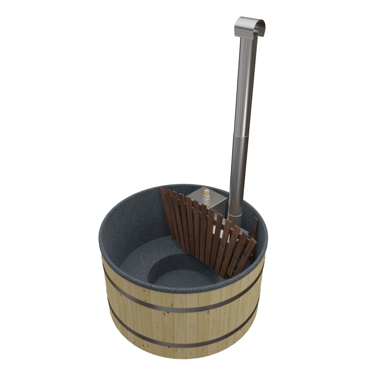 Badefass 170 Innenofen | Holzofen | Fichte | LDPE-Kunststoff-Einsatz, ohne Deckel