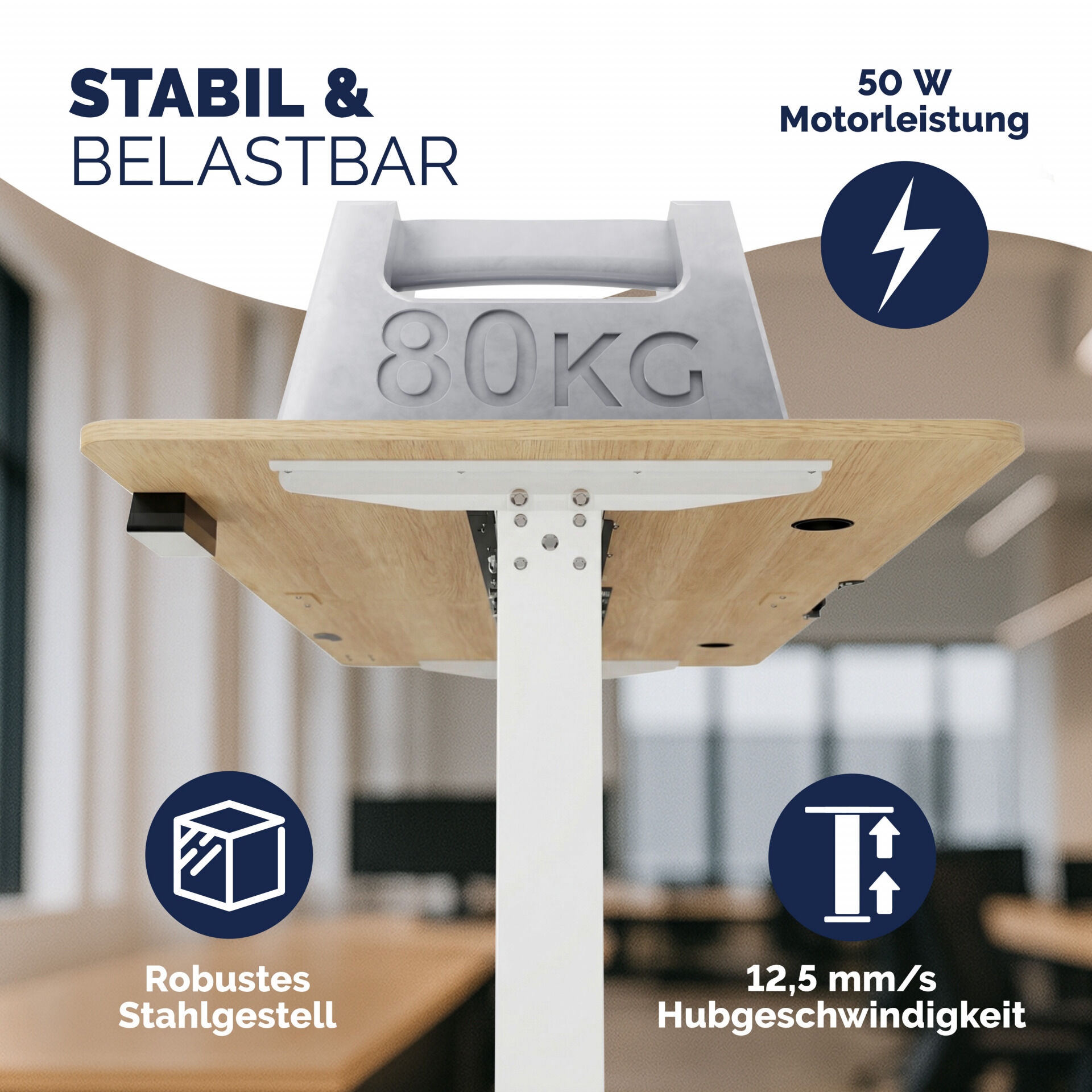 Höhenverstellbarer Schreibtisch Beige 160x75x72-117cm