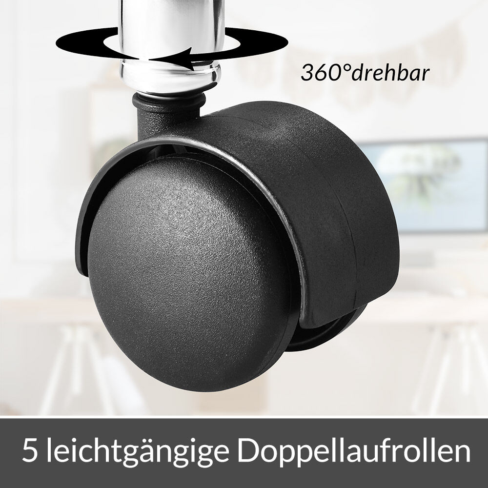 Rollhocker Kunstleder Weiß 360° drehbar Fußablage