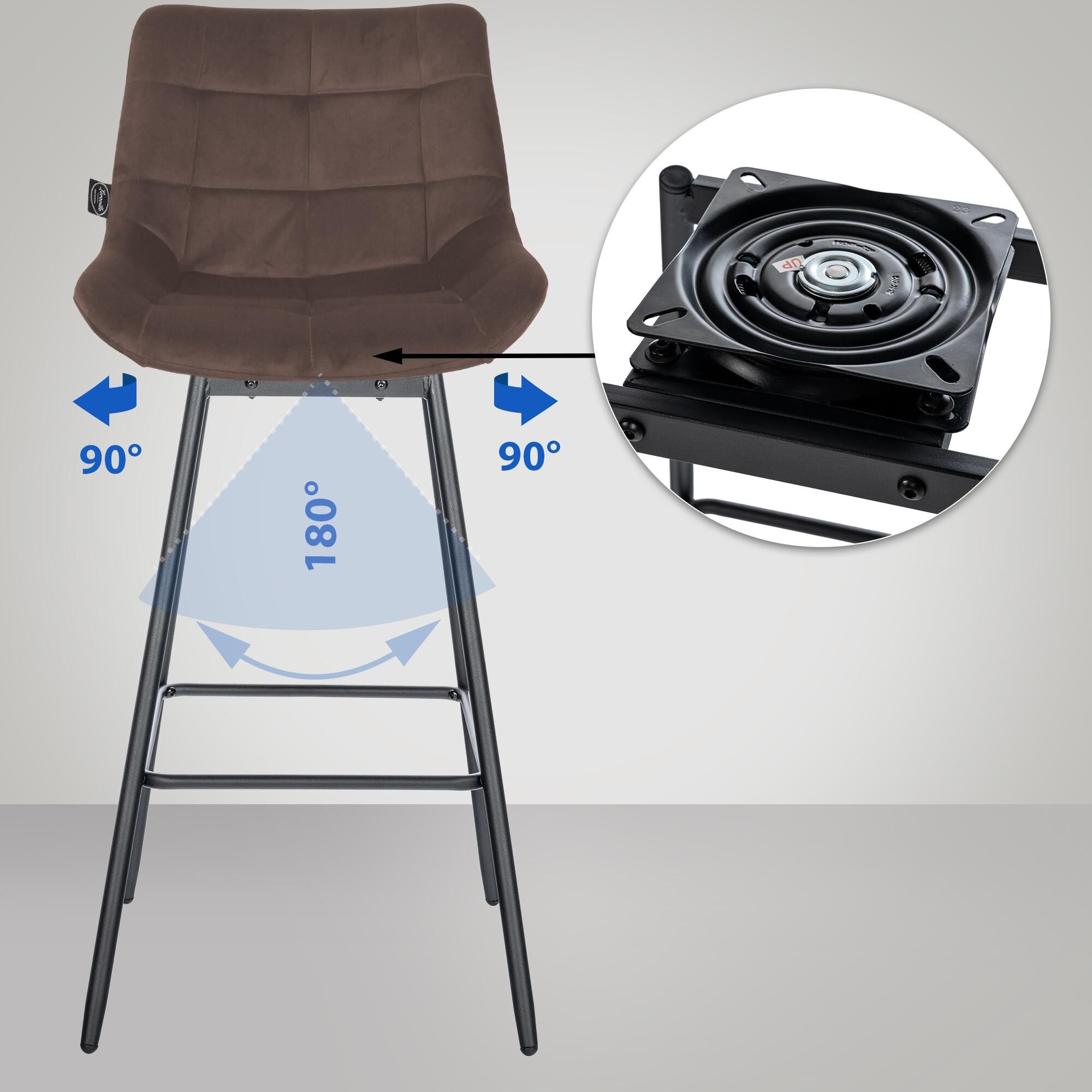 Barhocker Weston Schwenkbar Samt, braun
