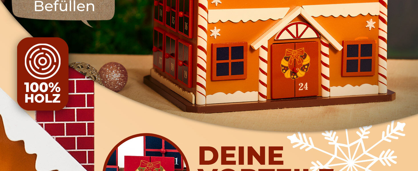 Adventskalender Winterhäuschen MDF