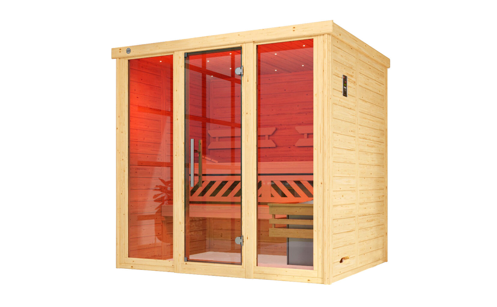 weka Design-Sauna KEMI PANORAMA 2 inkl. 7,5 kW OS-Ofenset