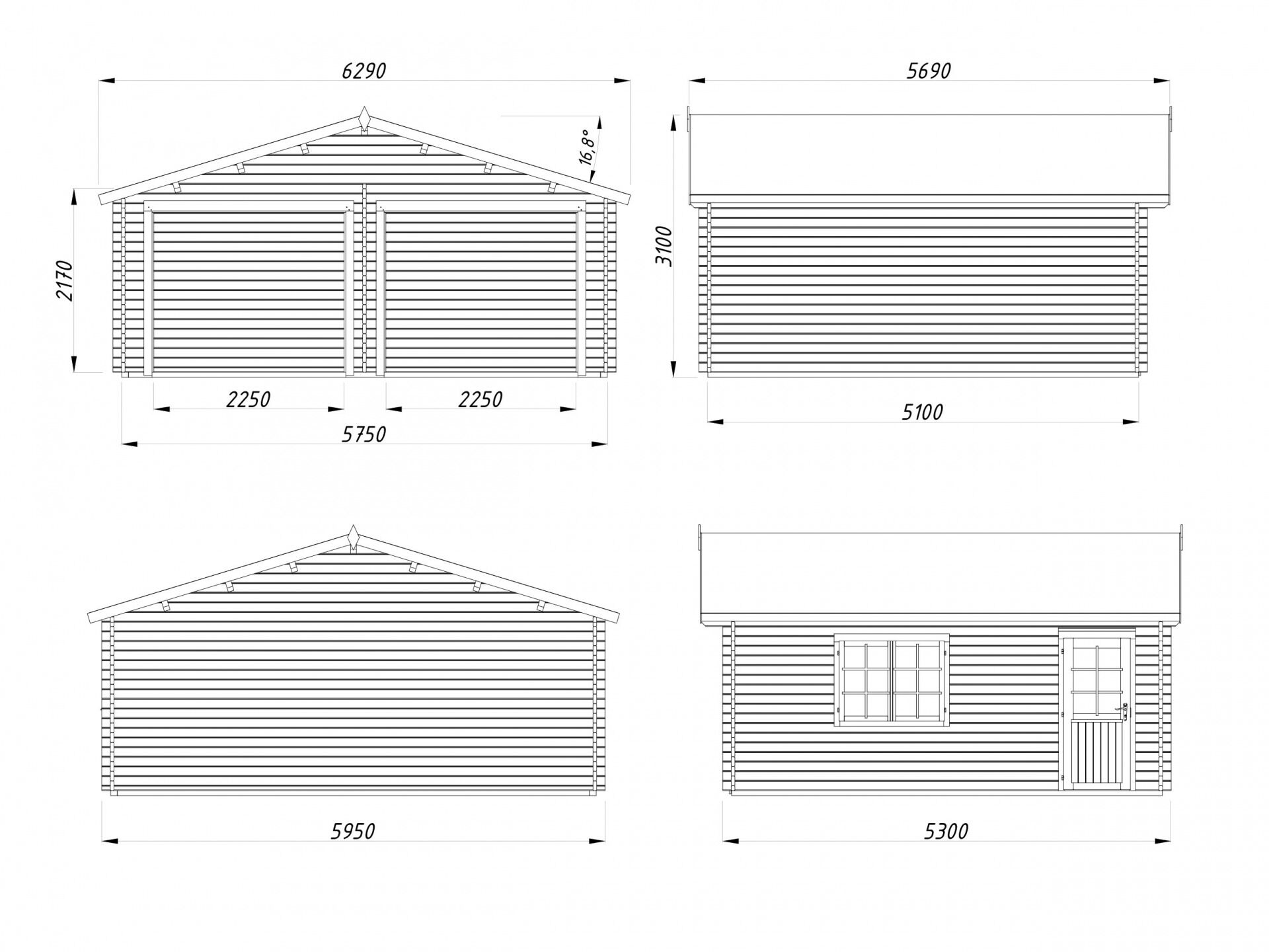 Palmako Holzgarage Roger 28,4 m²