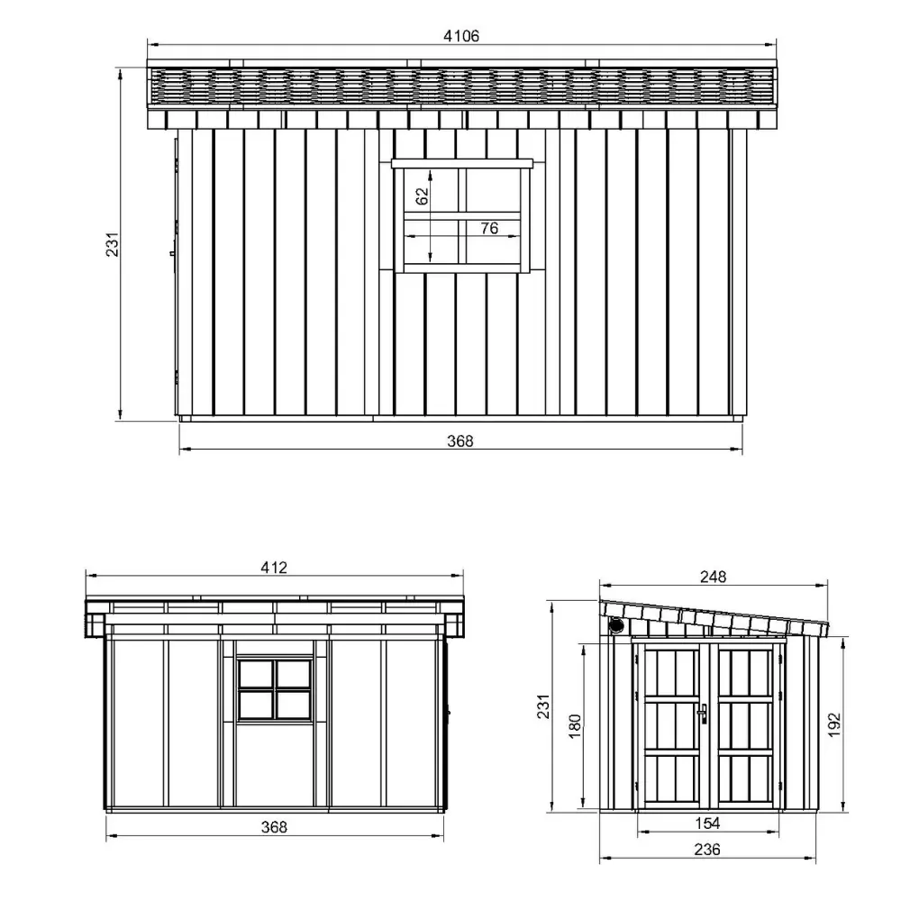 Pultdach Gartenhaus Norge 11 mit LP® SmartSide® M939B – 236 x 368 cm – 9 m2