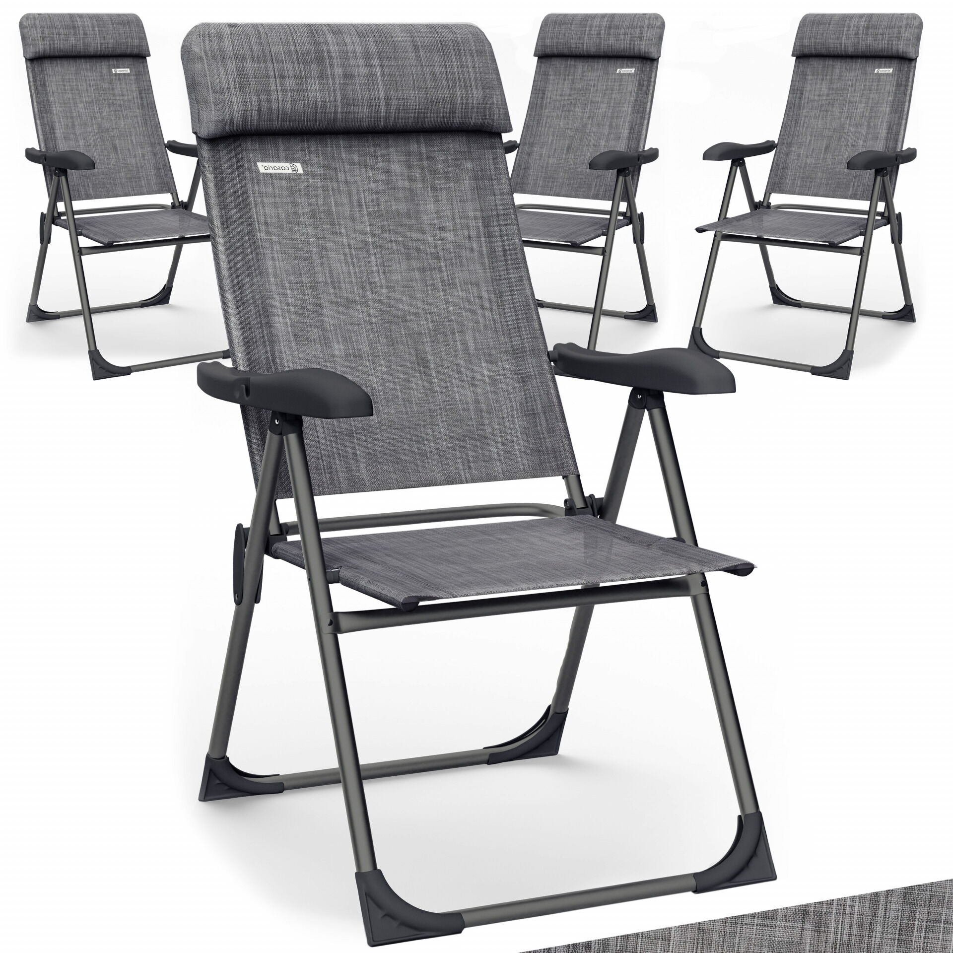 Gartenstuhl klappbar 4er-Set Grau meliert Alu Hochlehner verstellbar
