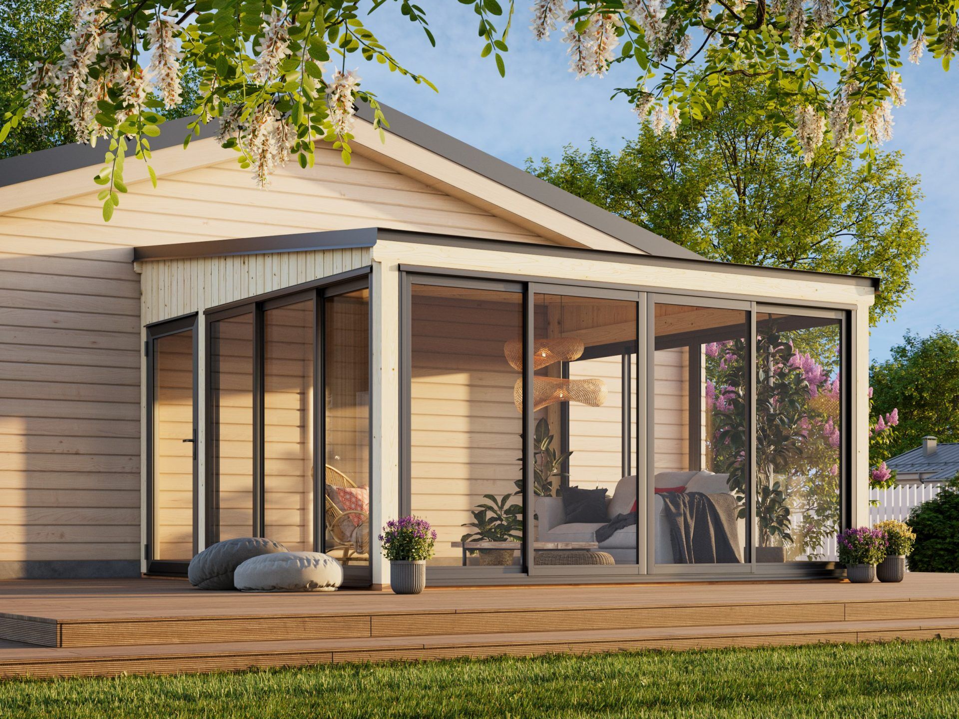 Palmako Gartenzimmer Glashaus Lumi 16,6 m² Slide